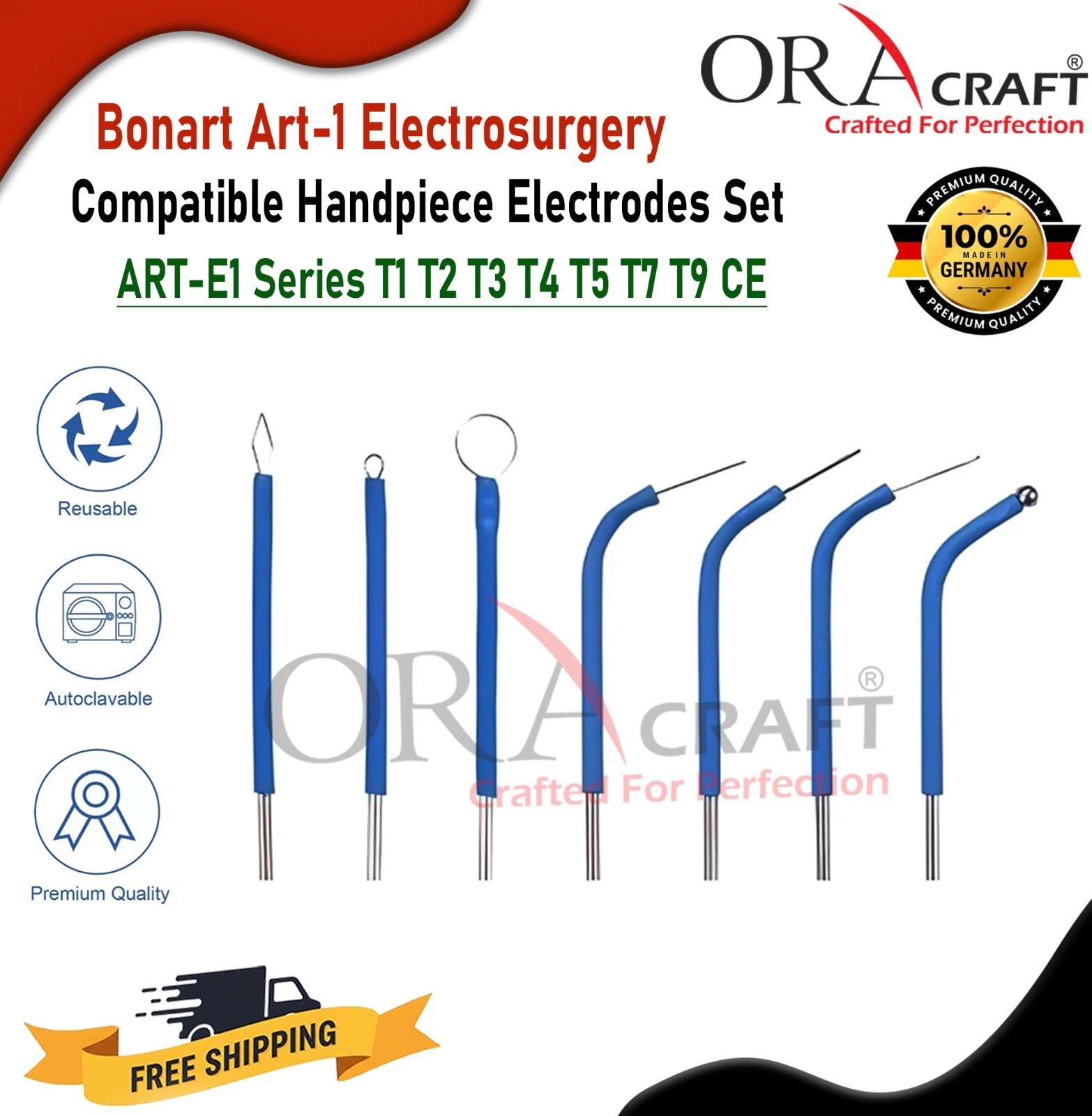 New!! Bonart Electrode Set For The ART-E1 Electrosurgery 7 Dental Tips CE
