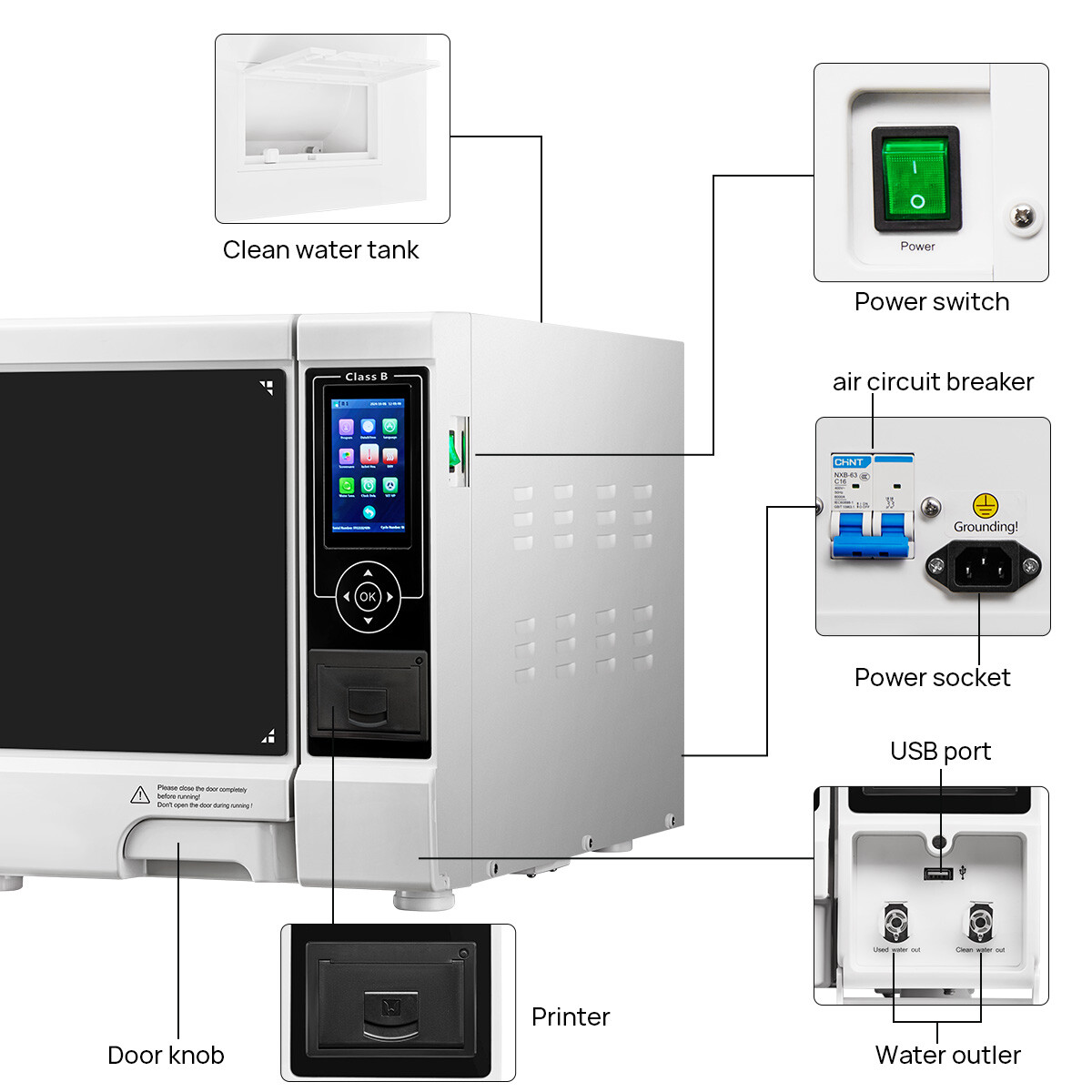 22L Dental Medical Autoclave Vacuum Steam Sterilizer &Printer /Handpiece Kit 4H