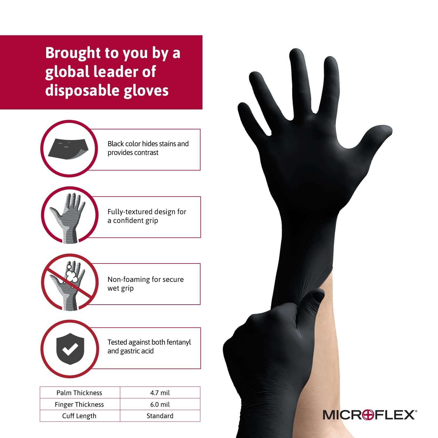Microflex Midknight Mk 296 Xxl Black Nitrile Disposable Gloves Pack Of 100