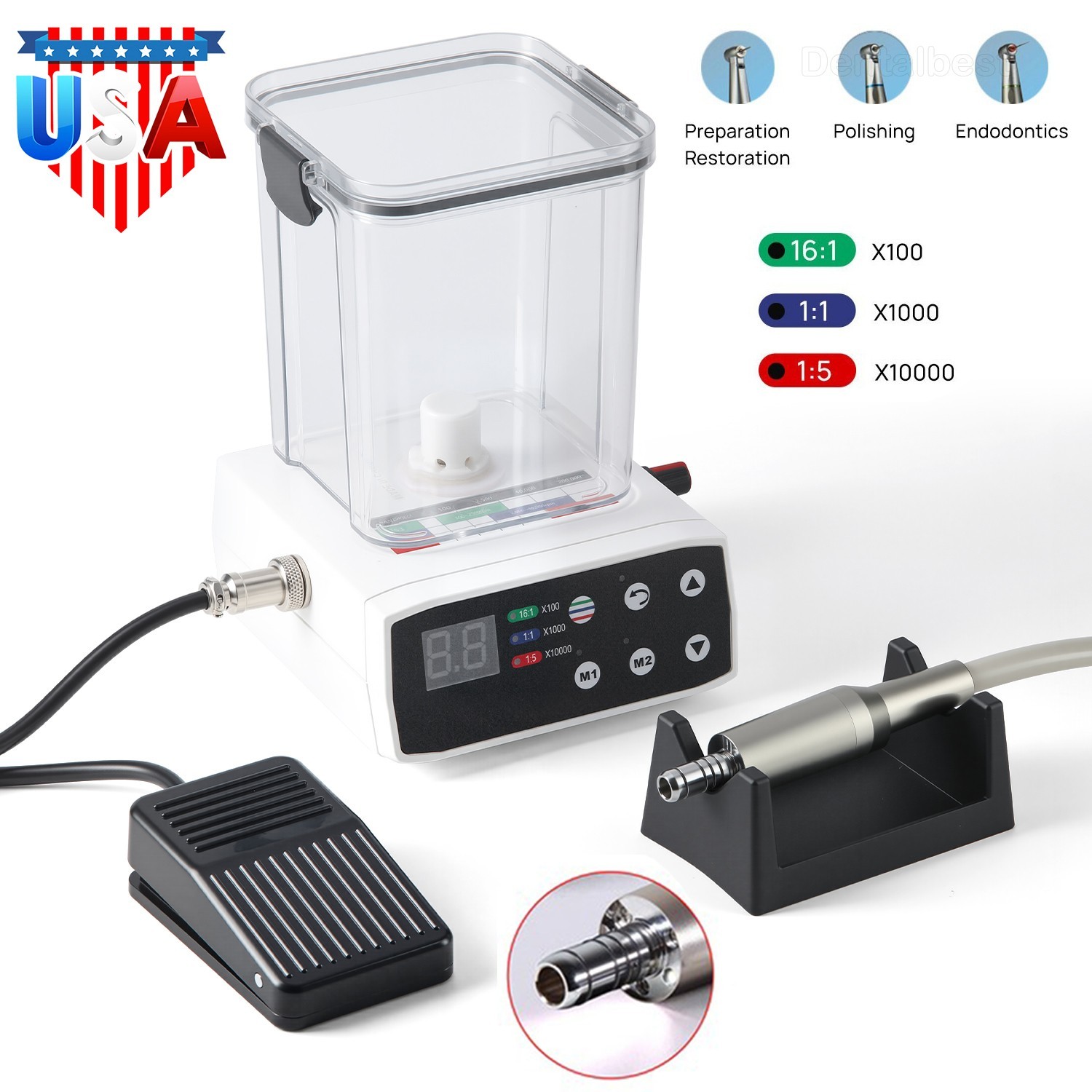 Dental LED Brushless Electric Micro Motor Water Tank/1:1/1:5/1:4.2 LED Handpiece