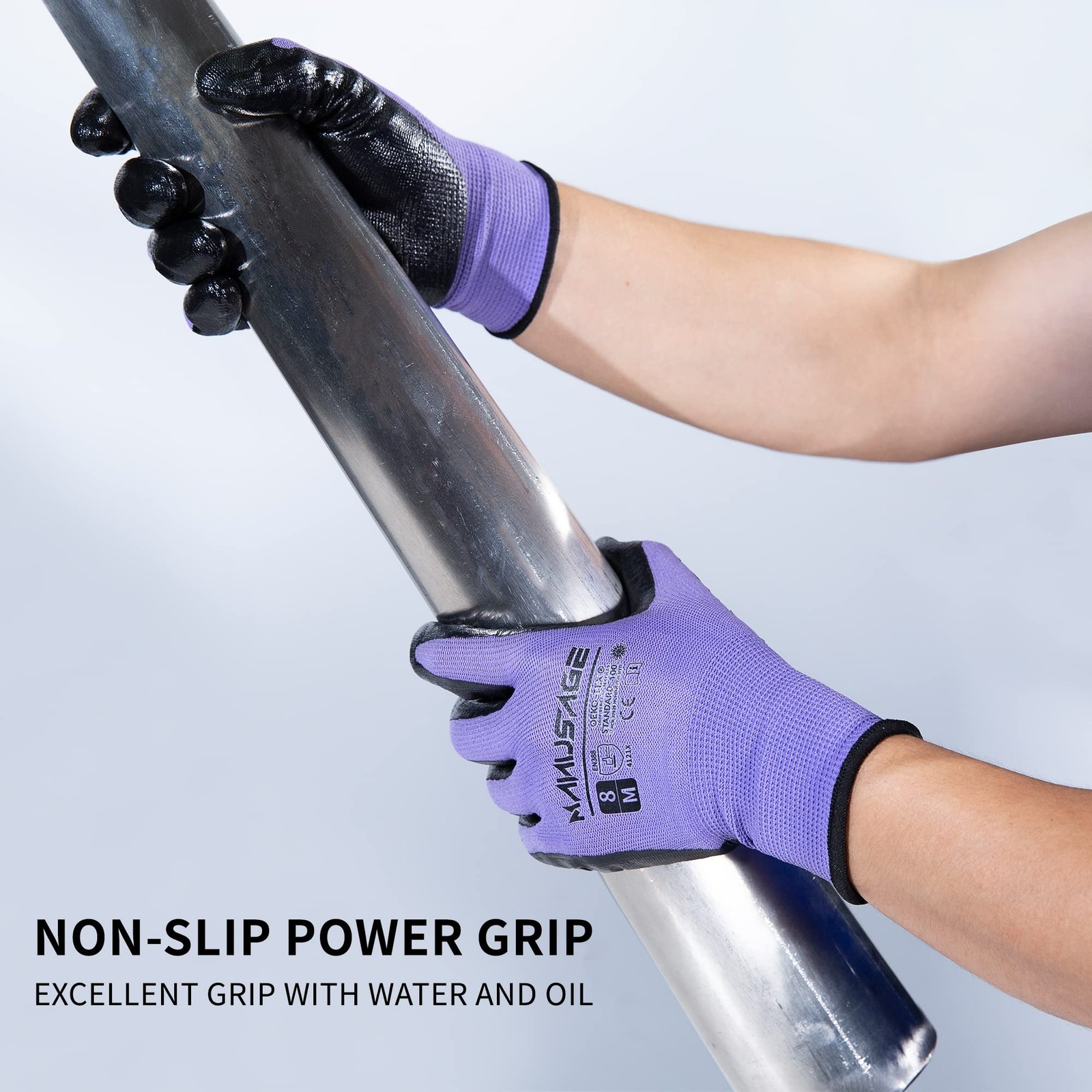 Manusage Safety Work Gloves For Men And Women Touchscreen Fingers Nitrile Grip