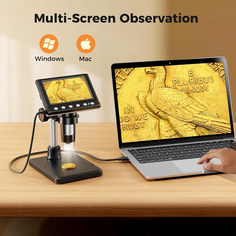 Portable 1000X USB Digital Microscope 4.3″ LCD Coin Jewelry Inspection Camera