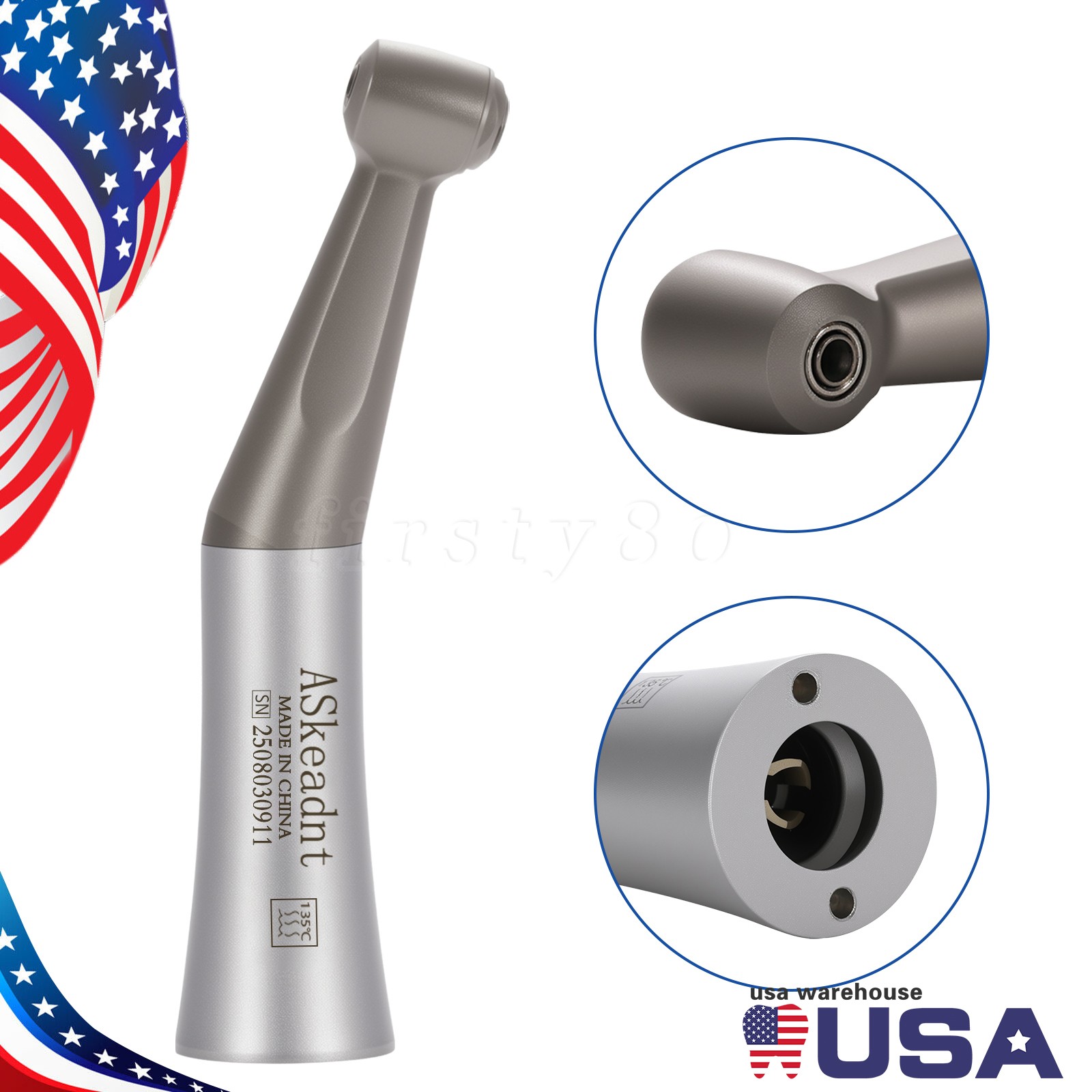 ASkeadnt Dental 1:1 Slow Low Speed Contra Angle Push Button Handpiece