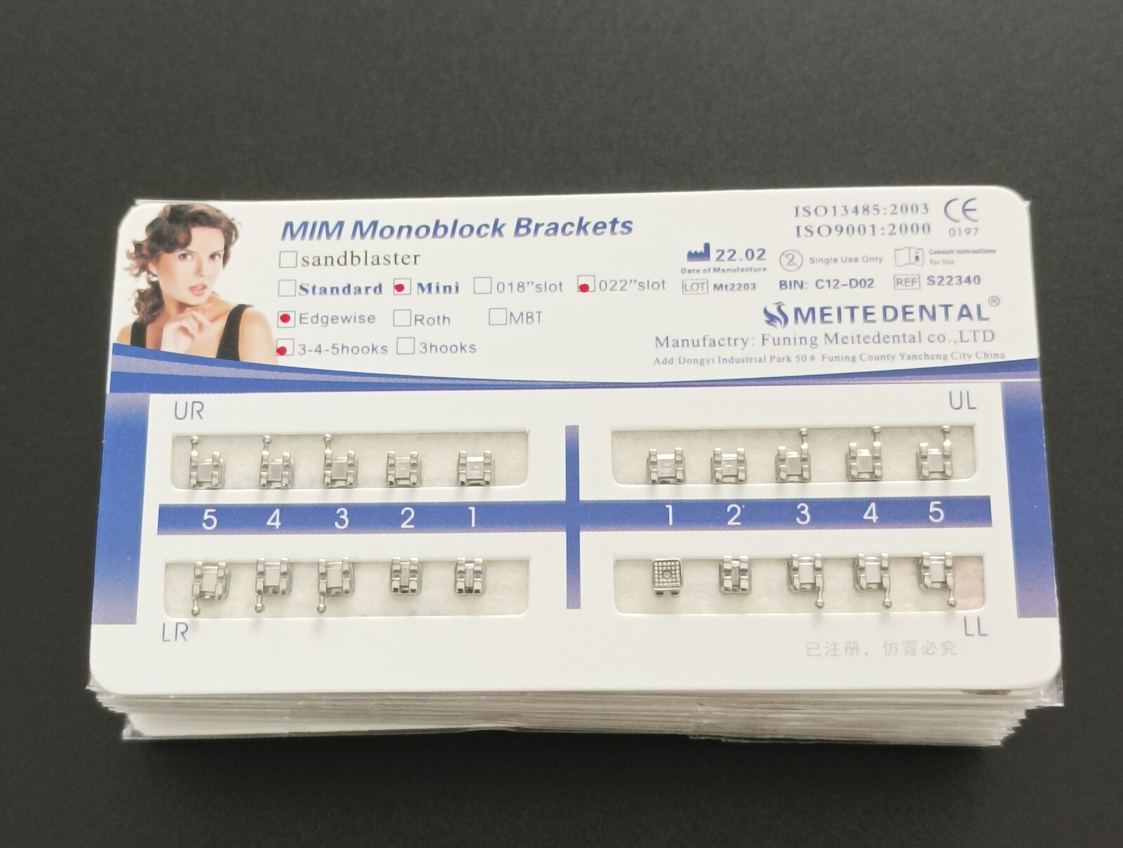 50* Dental Orthodontics MIM Monoblock Brackets Mini Edgewise 022 345 h Mesh Base
