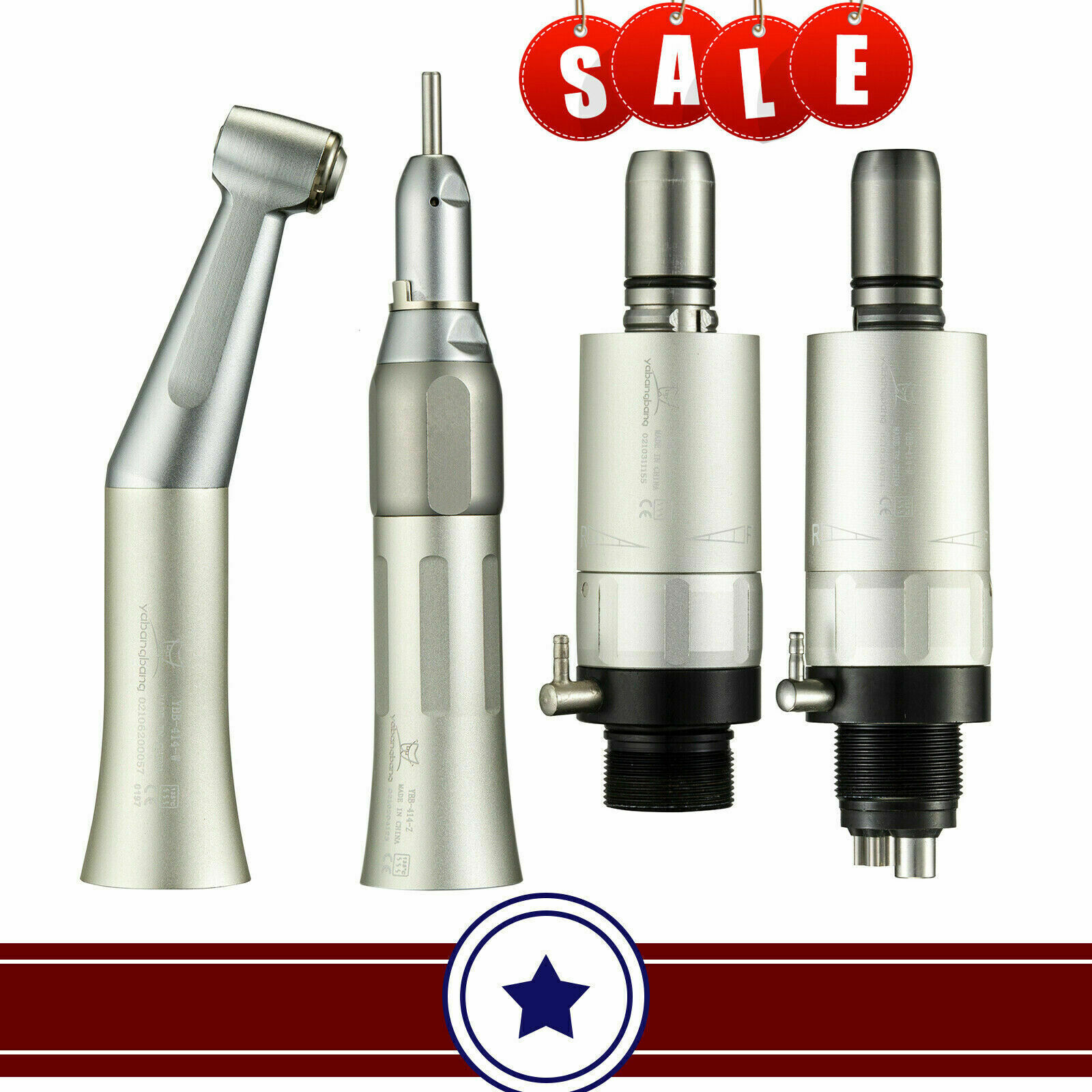 FG1.60/CA2.35mm Dental Slow Speed Contra Angle Handpiece Straight 2/4H Motor Qa