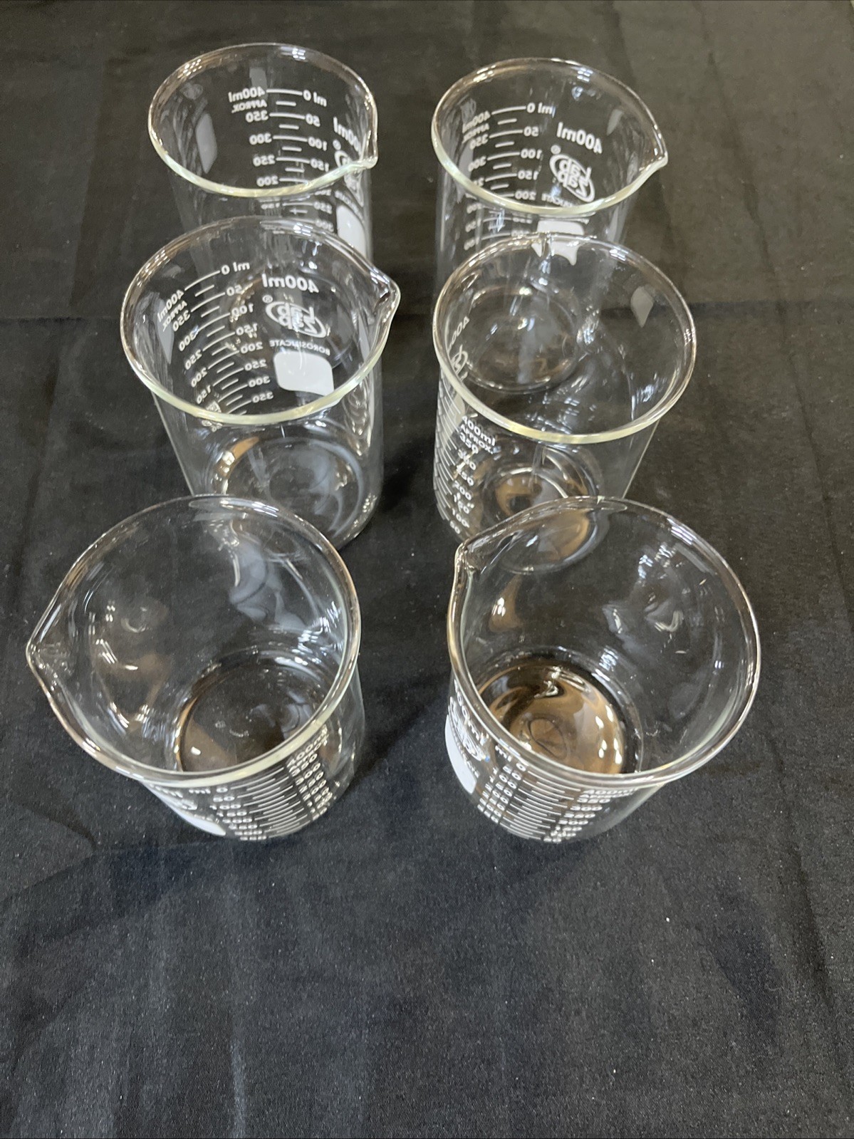 Eisco Labs 400ml Heavy Duty Beakers – Borosilicate 3.3 Glass – 6 Pack