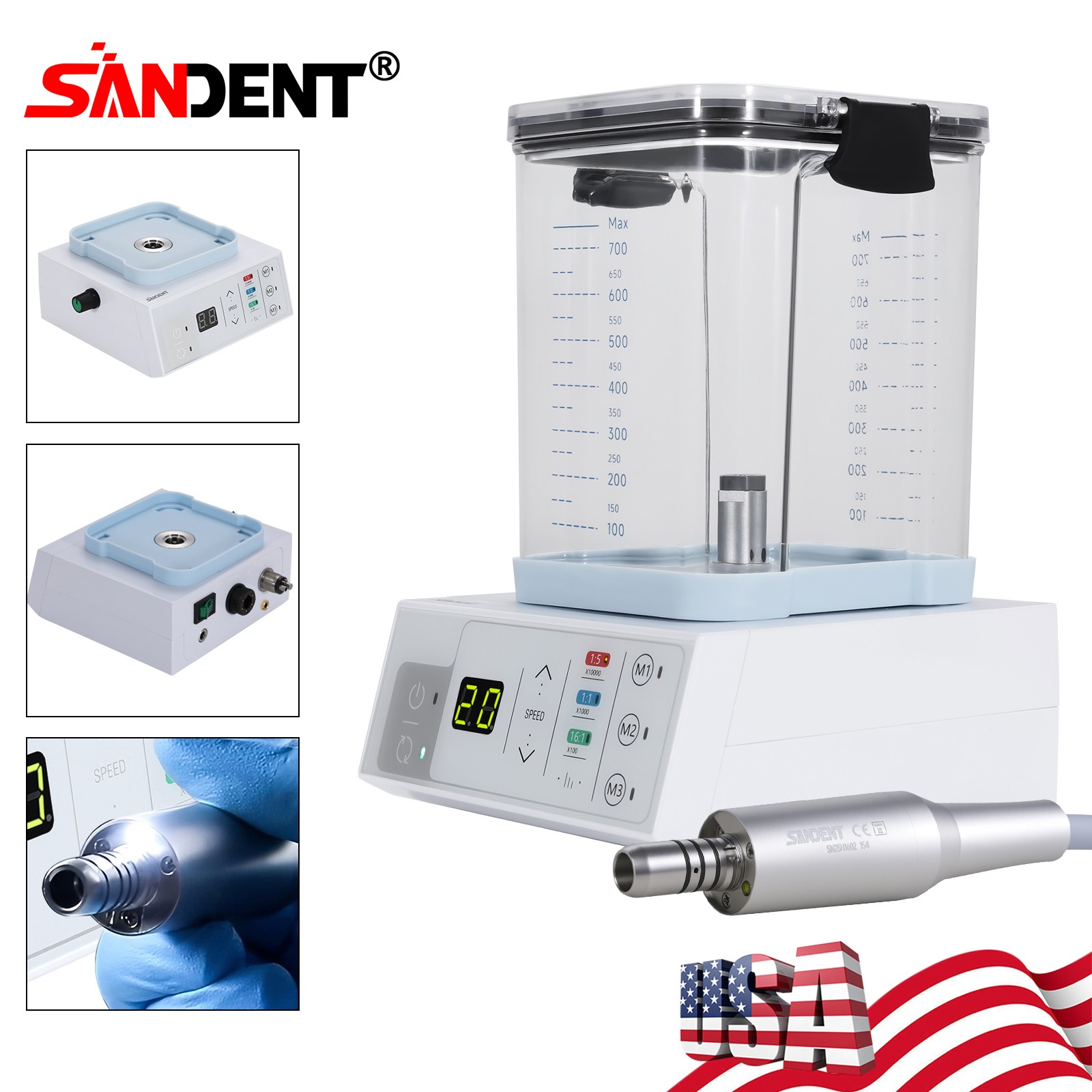 NSK Style Dental Brushless LED Electric Micro Motor 1:5 Increase Handpiece