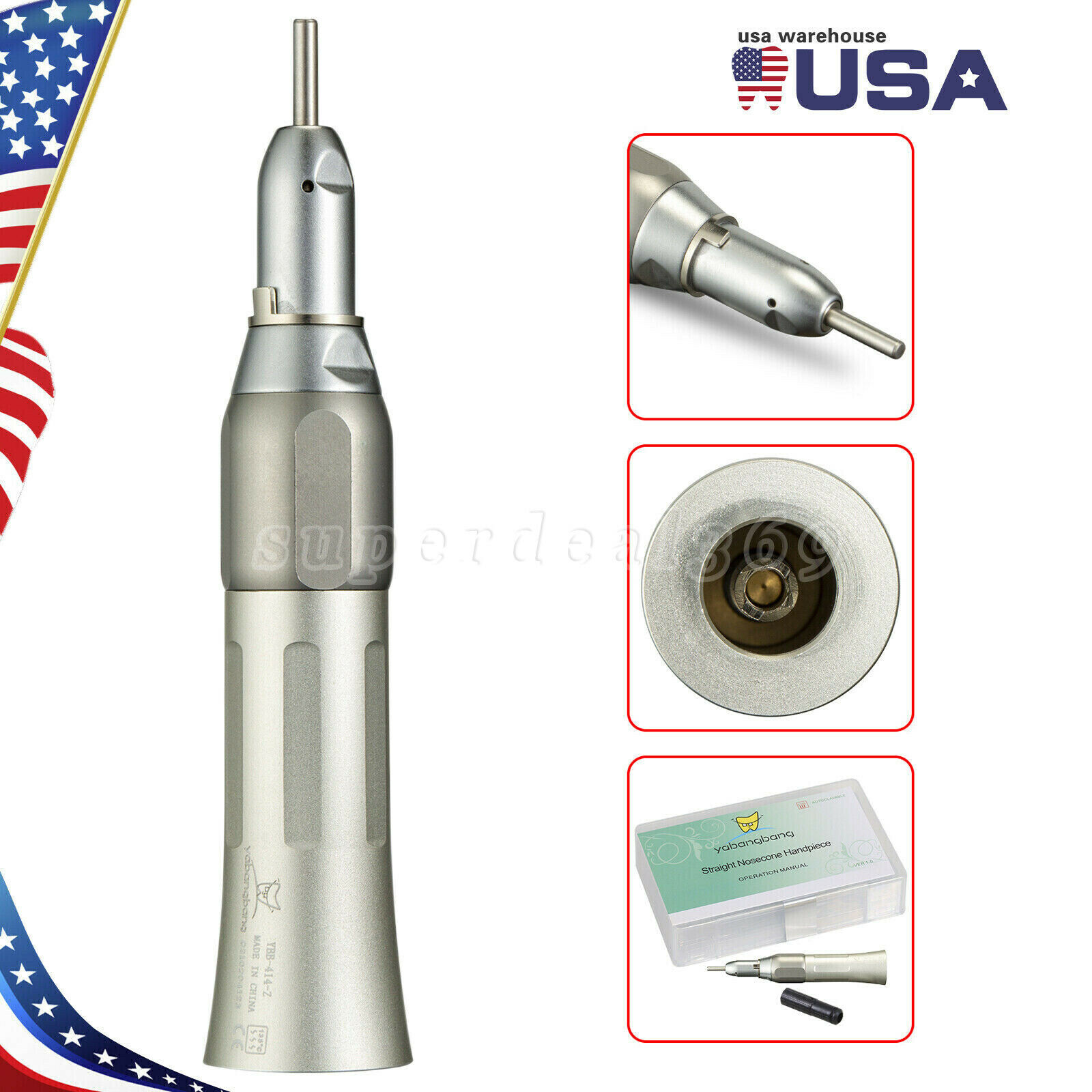 NSK Style Dental Low Slow Speed Handpiece Straight Nosecone Fit E-Type Motor YX