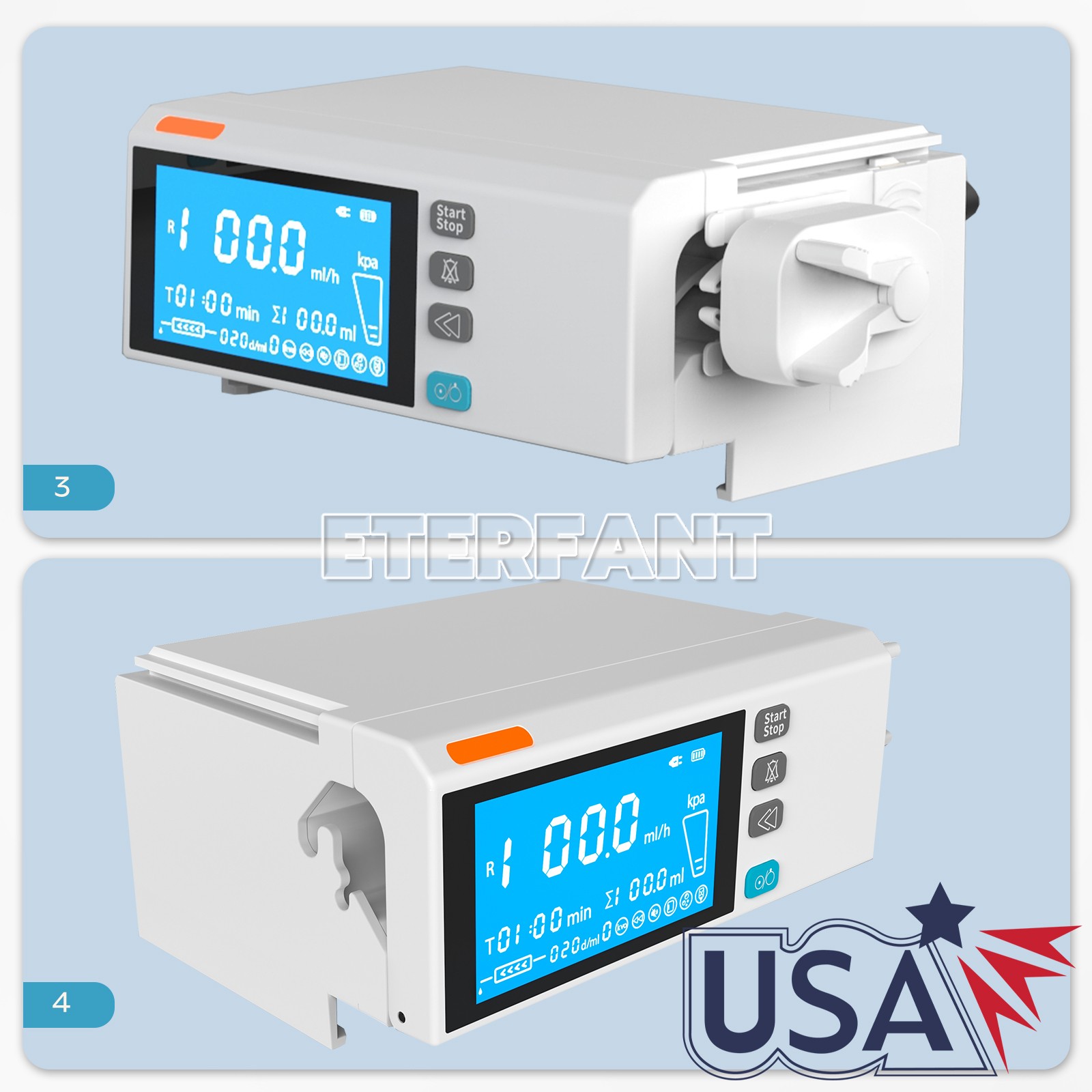 4.3 inch color touch screen Syringe pump Stackable design Medical/Lab Use