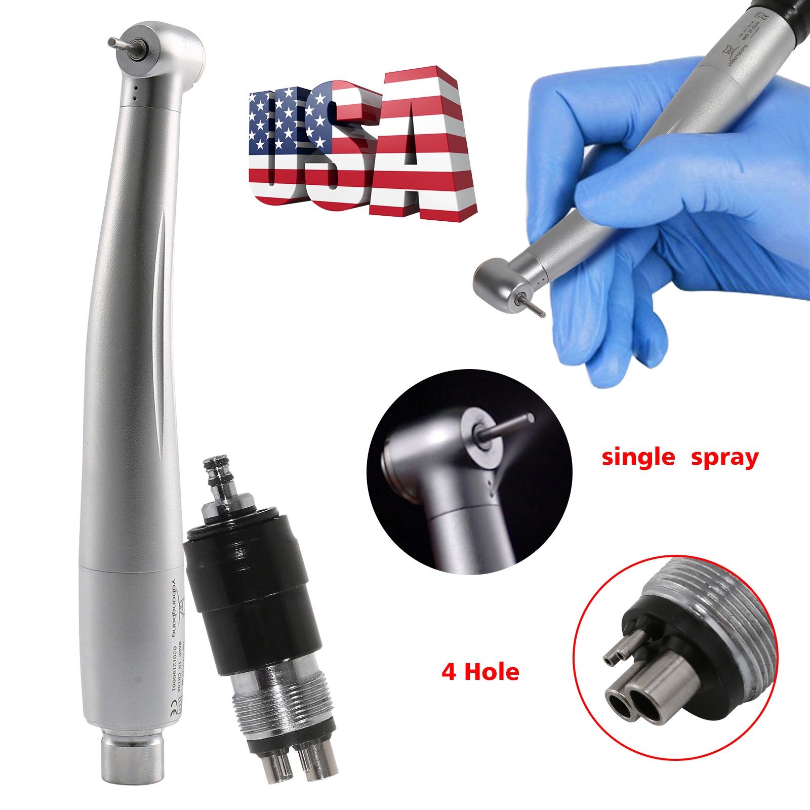 10Pcs NSK Style Dental High Speed Turbine Handpiece w/ 4Hole Quick Coupler YBNKM