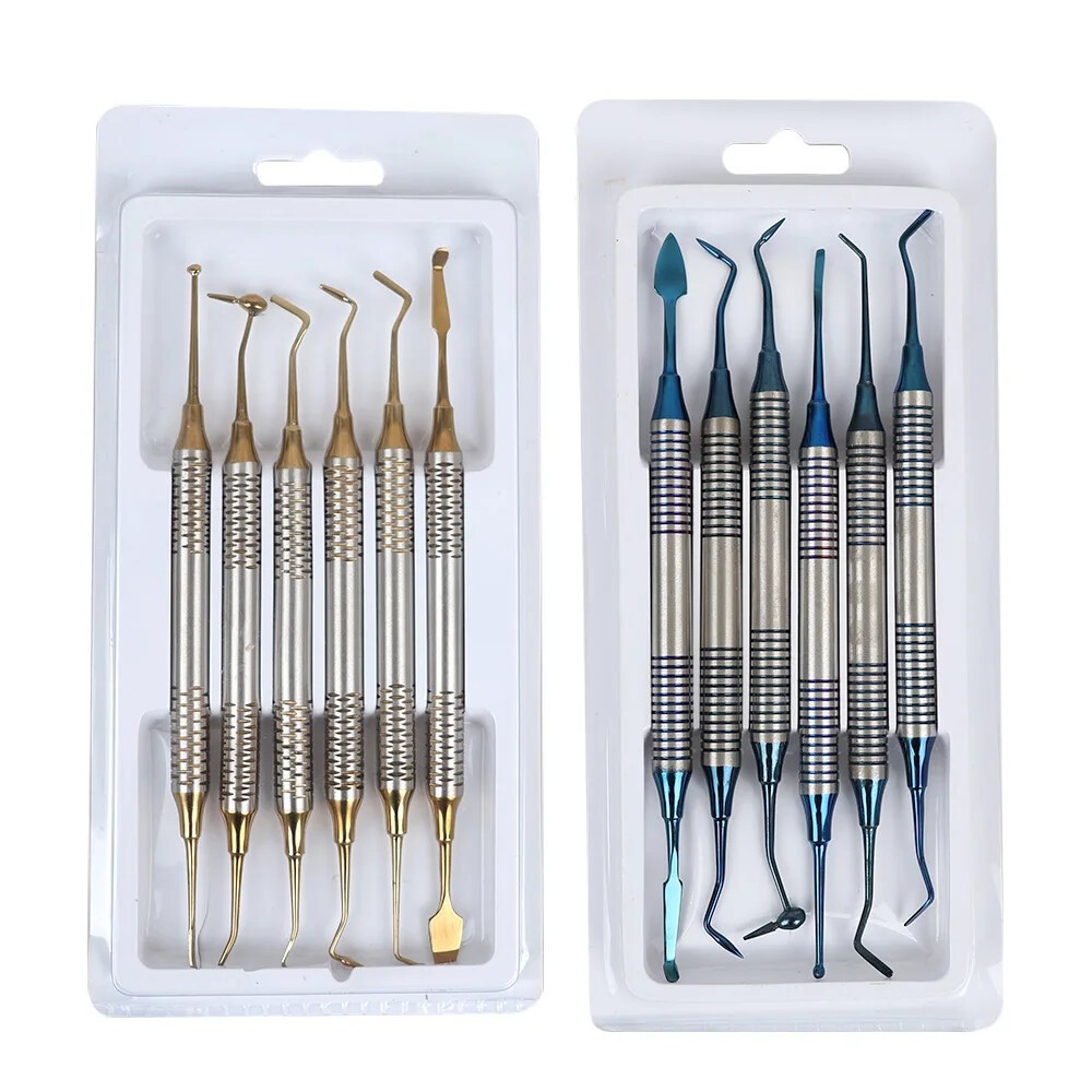6pcs/Set Dental Composite Filling Instruments Spatula & Plugger Titanium Tips