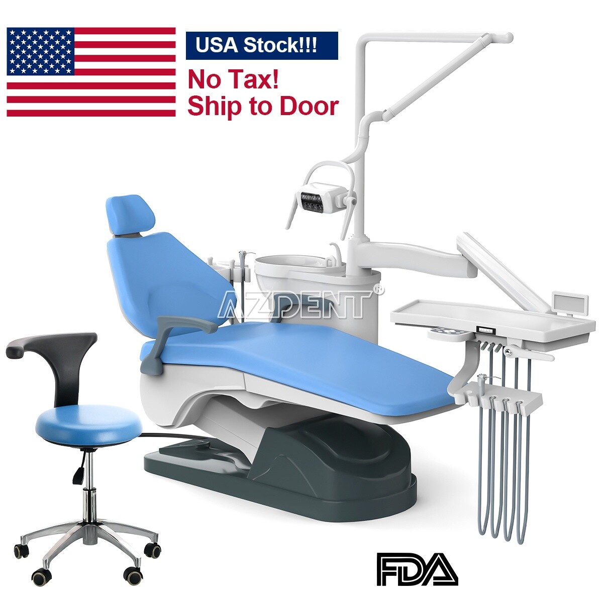 Dental Unit Chair DC Motor Computer Controlled PU Hard Leather +Doctor Stool
