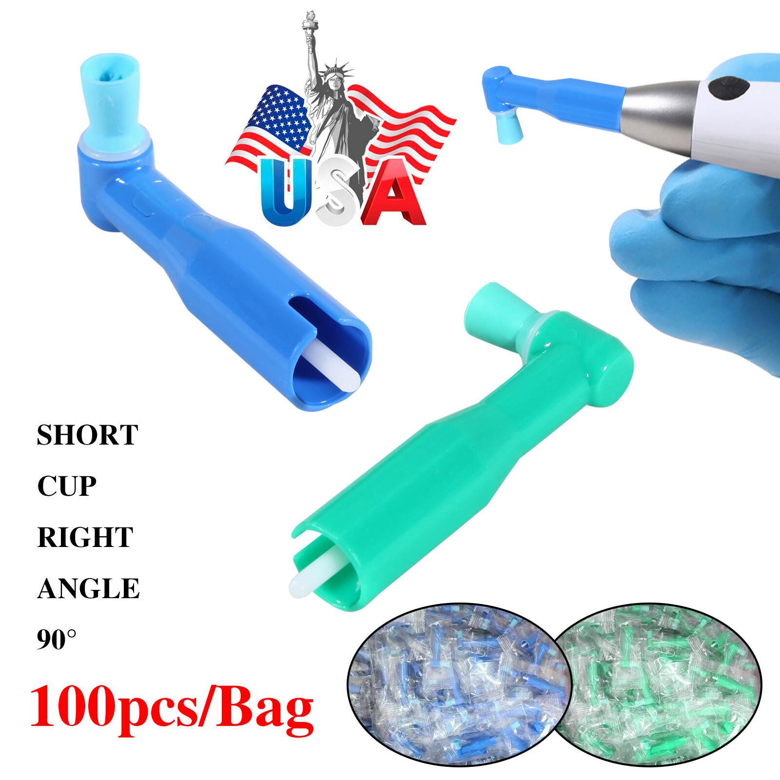 100-500* Dental Prophy Prophylaxis Angles Disposable Latex-Free Soft / Firm Cup