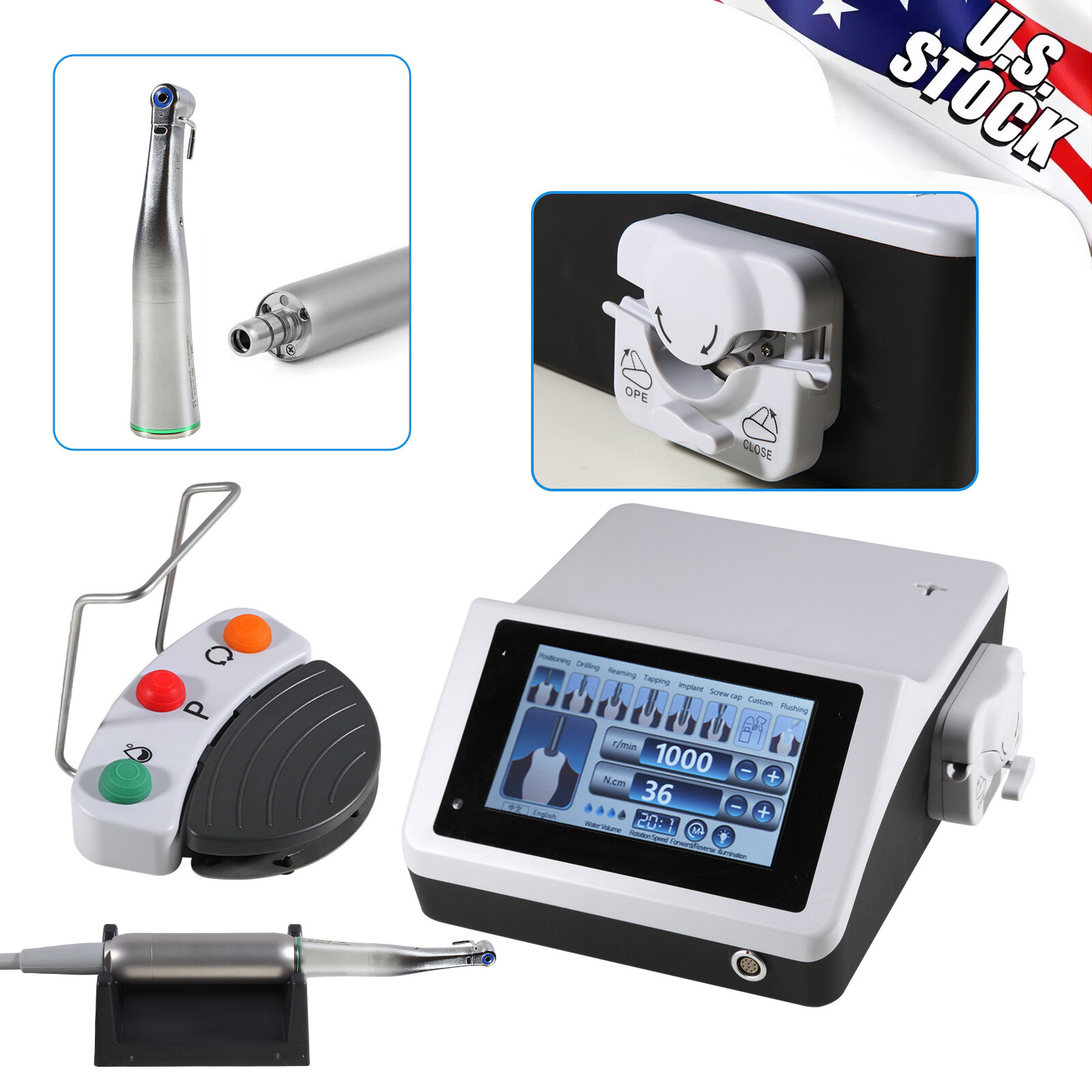 YBB Dental Surgical Implant Motor System Brushless Motor 20:1 LED Contra Angle Y