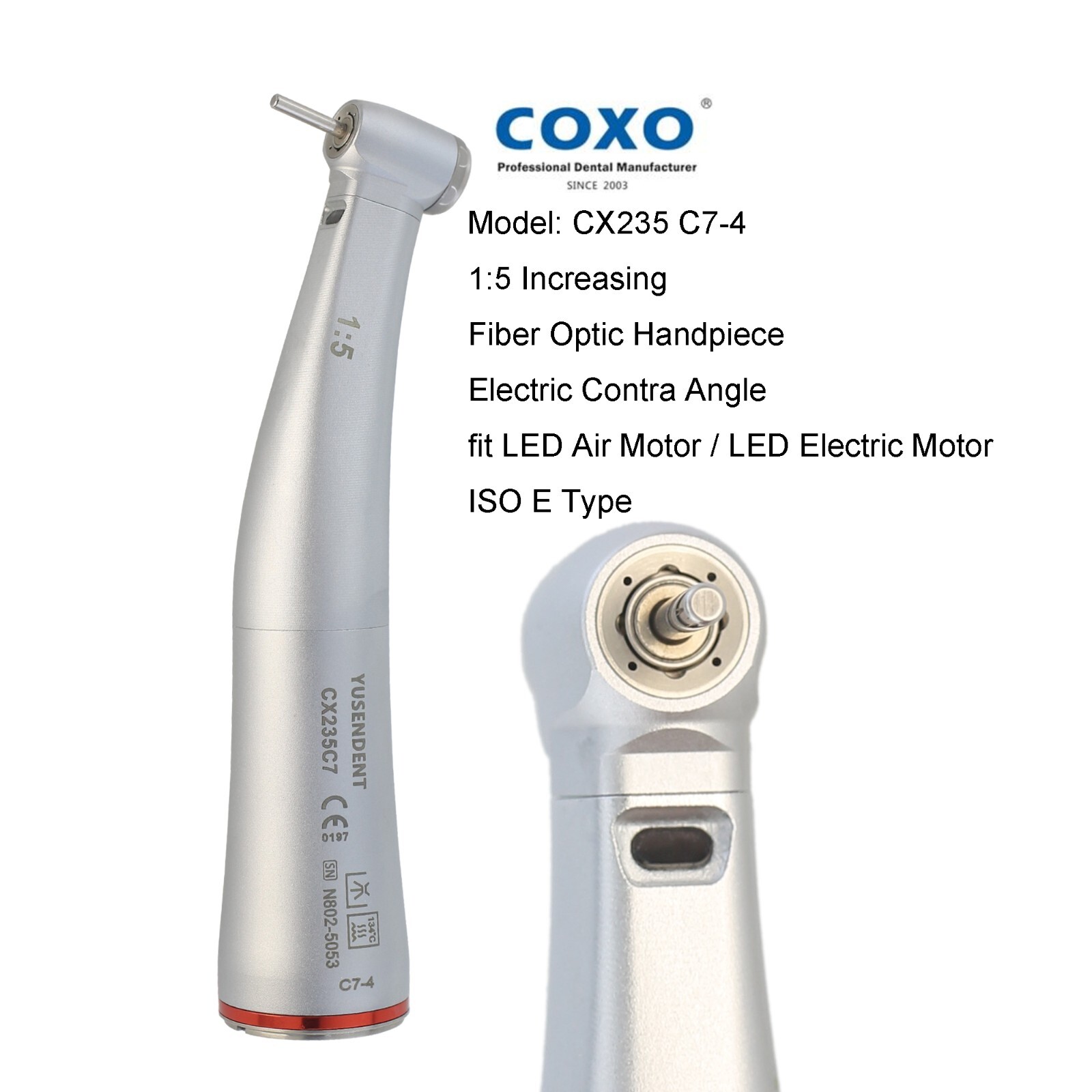 Dental 1:5 Electric Handpiece LED Fiber Optic Contra Angle Ti-MAX NSK Z95L X95L