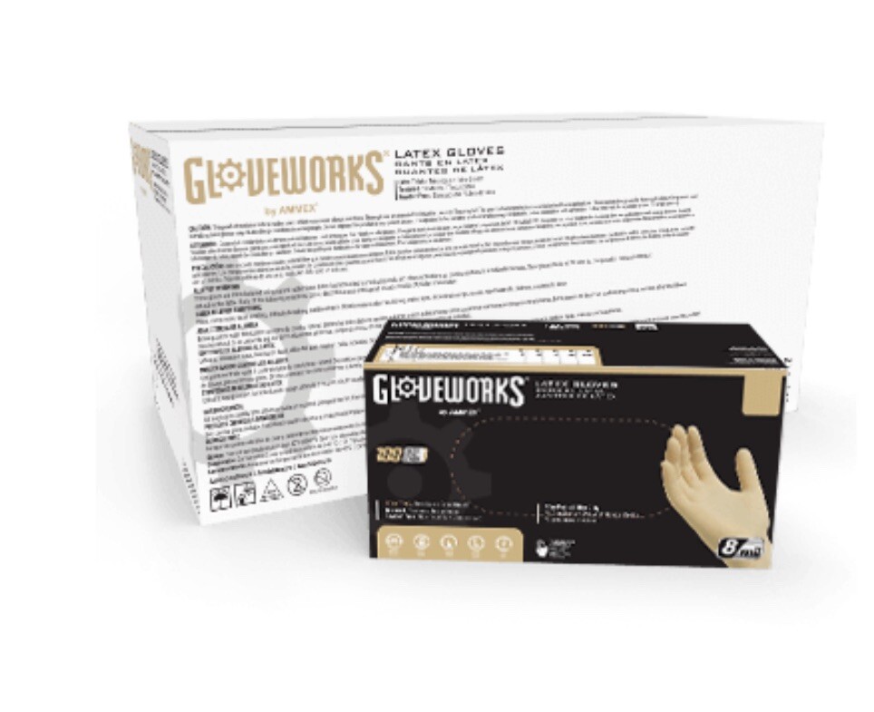 Gloveworks Ivory Latex PF Ind Gloves – 6 mil – Case of 1000