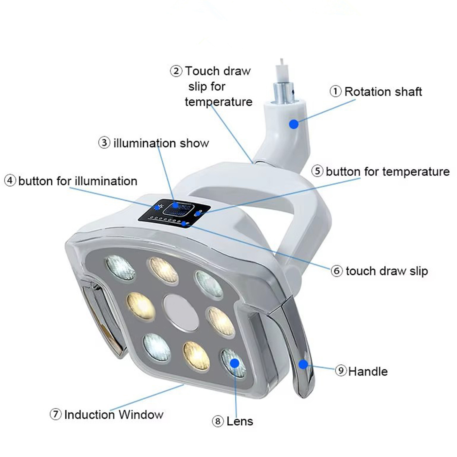 12W Ceiling Dental Shadowless Operating Lamp Surgery LED Exam Light with Sensor