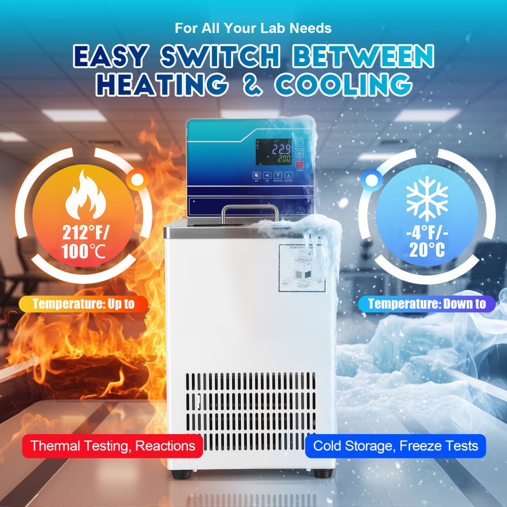 Lab Chiller Circulator 6L -20℃ 100℃ 110V Recirculating Cooling Water Bath Pump