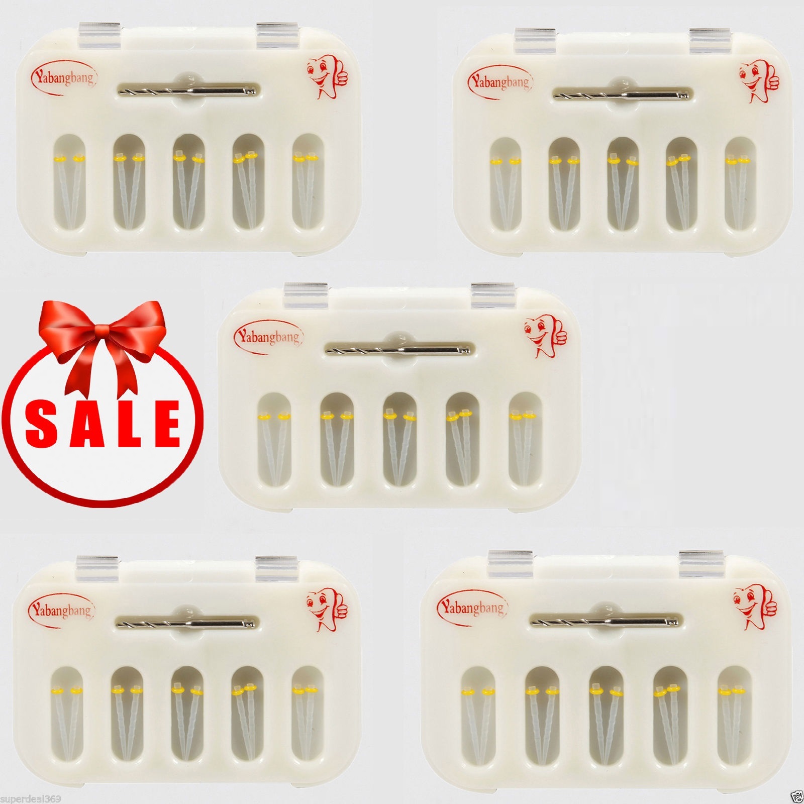 50pcs Dental Fiber Post Straight Glasses Pile 5 Drills Screw Thread Yellow