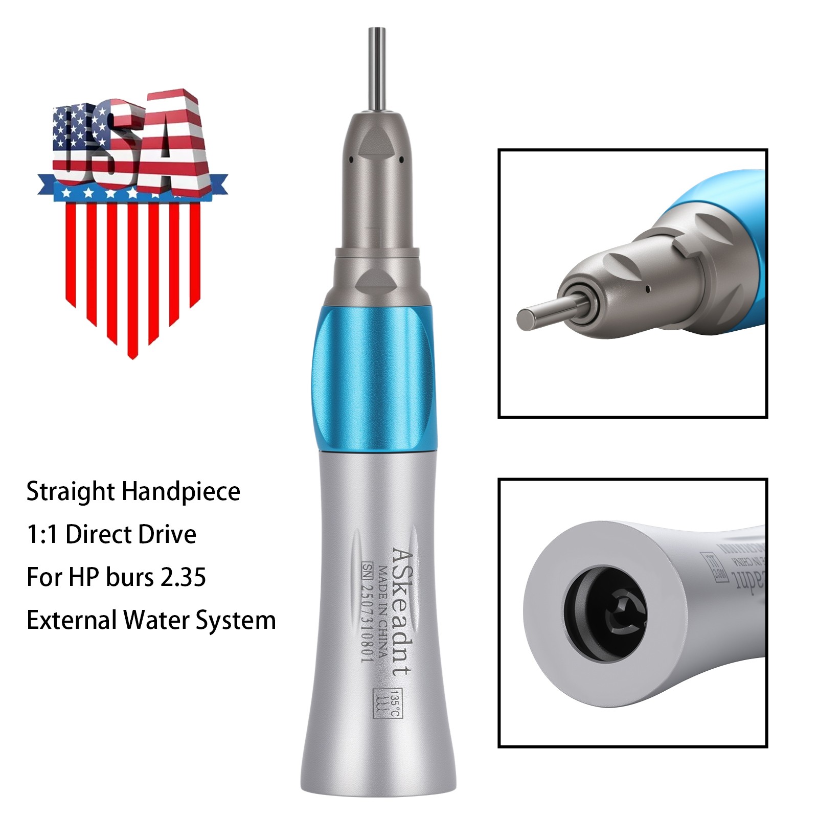 Dental Slow Low Speed Handpiece Straight Nose Cone E-TYPE AS