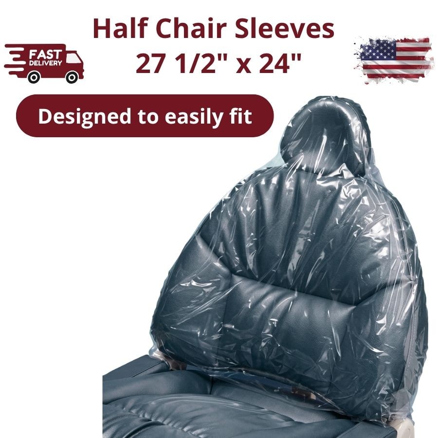 Dental Half Chair Sleeves 27.5″ x 24″ 225/Box Protective Barrier Clear Plastic