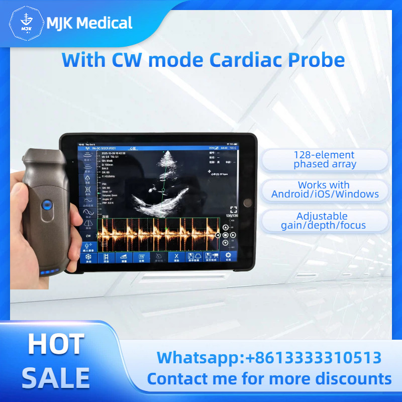 CW Mode Cardiac Ultrasound Probe, Wireless WiFi Color Doppler, Portable USG