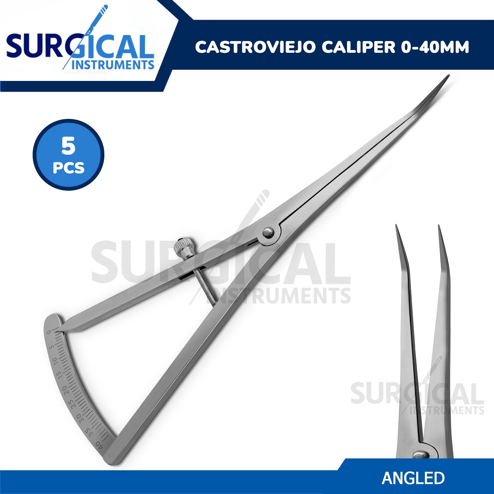5 Long Castroviejo Caliper 7″ (17.78 CM) 0-40mm Dental Instruments German Grade
