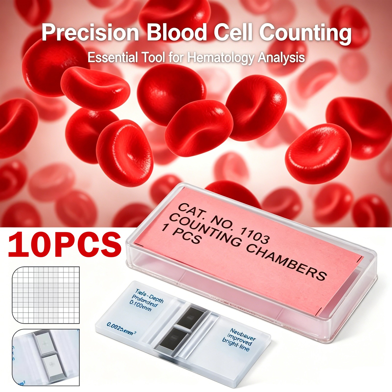 10 pack Hemocytometer Neubauer Improved Cell Counting Chamber Blood Counting