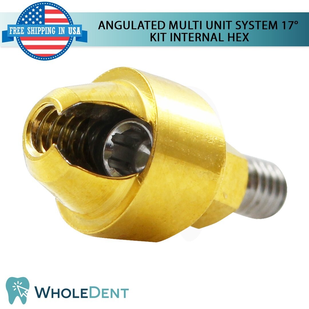 5x Dental Angulated 17° Prosthetic Multi Unit System 1.6mm Int Hex 2.42mm