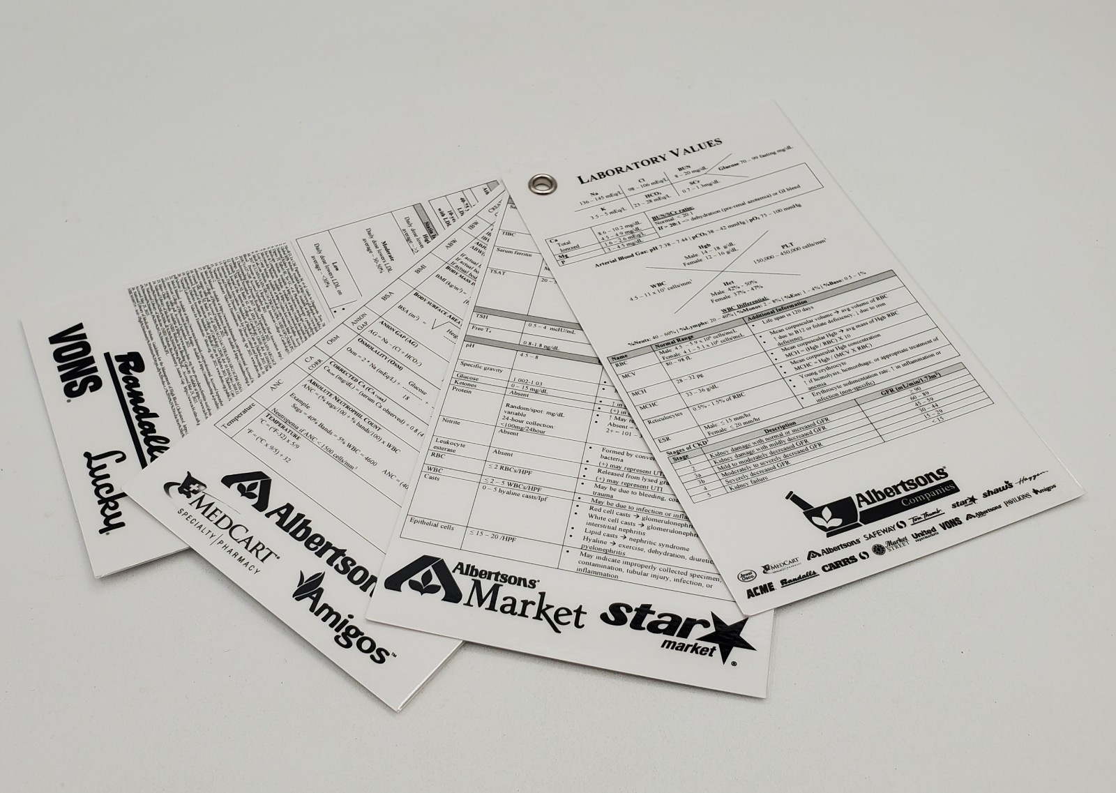 Pocket Lab Values Drug Guide Reference Cards 7x4in Laminated Badge Albertsons