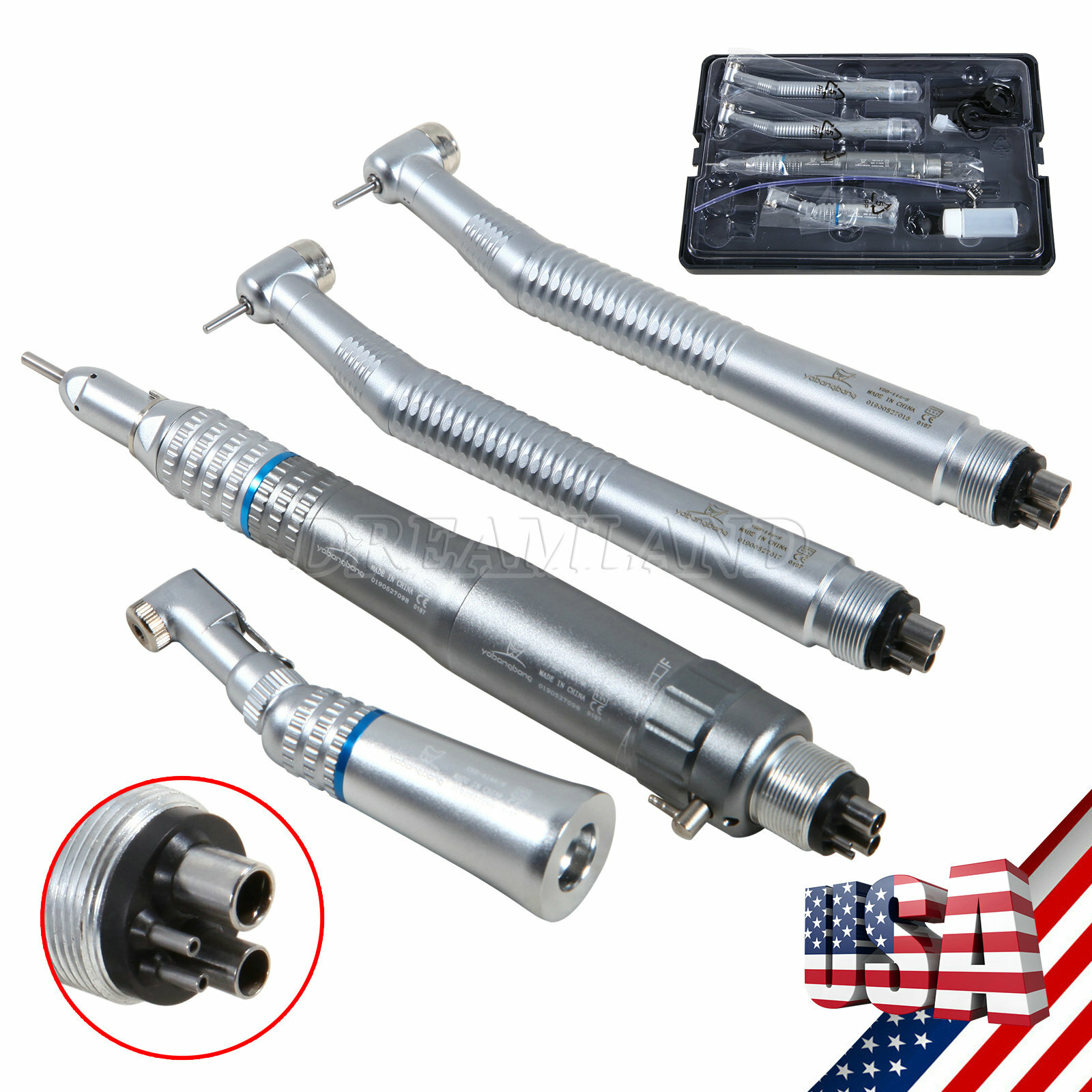 High Low Speed Handpiece Kit Contra Angle Air Motor Straight 4H NEW Dental