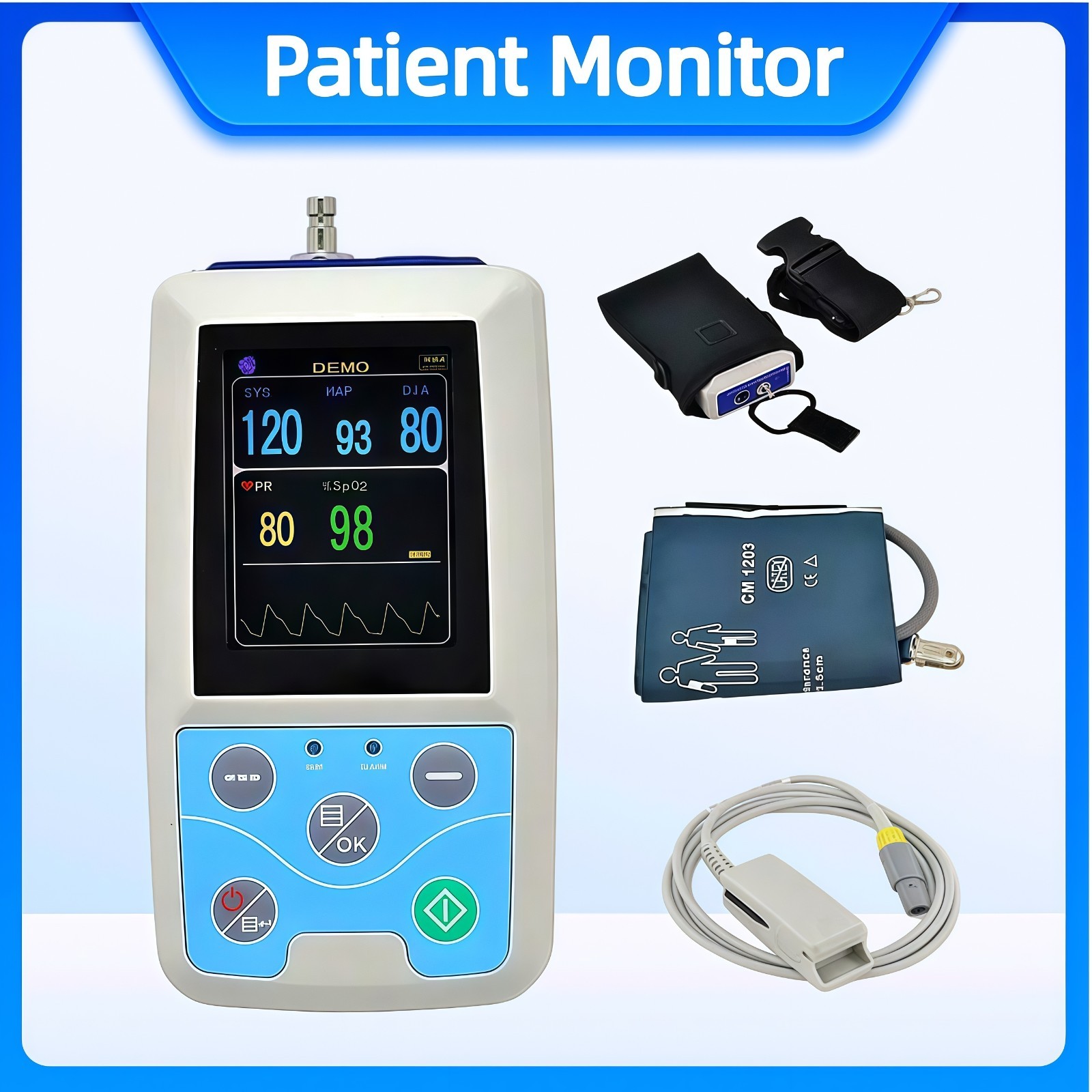 Ambulatory Blood Pressure Holter Monitor, 24h NIBP ABPM with SpO2 & PC Software