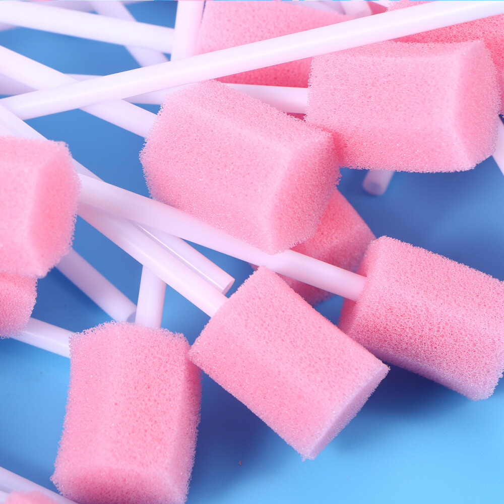 100pcs Newest Disposable Oral Care Sponge Swabs Tooth Cleaning Pink Easy To Use