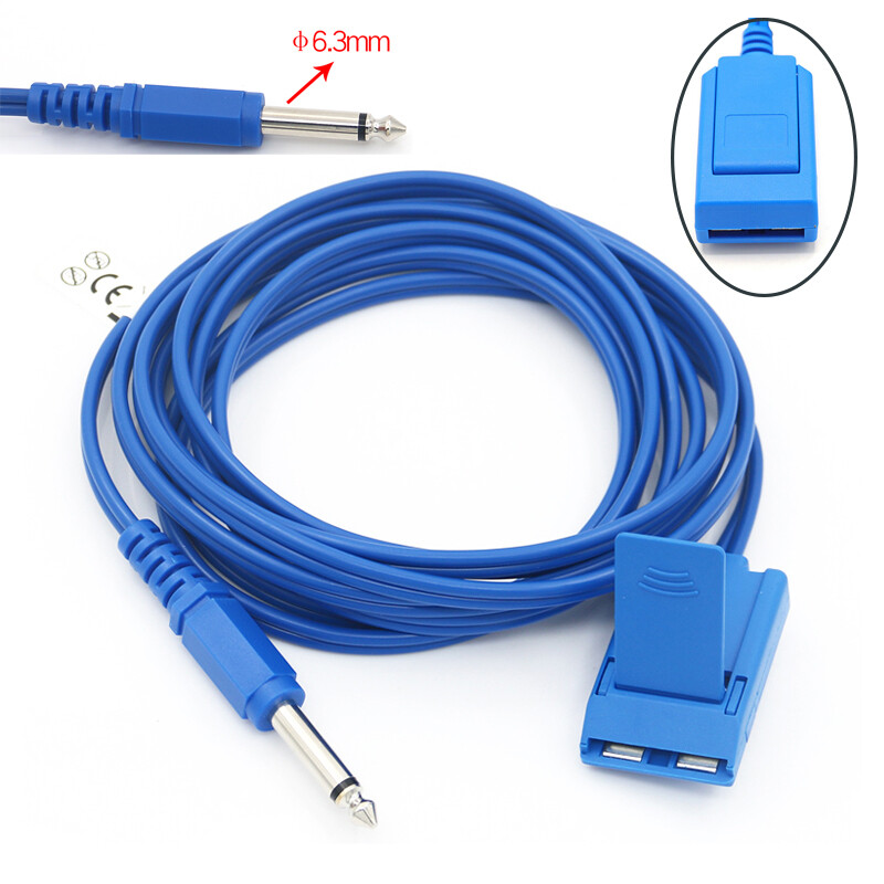 Unipolar Electrosurgical Reusable ESU Patient Cable, REM Plug to Negative Plate