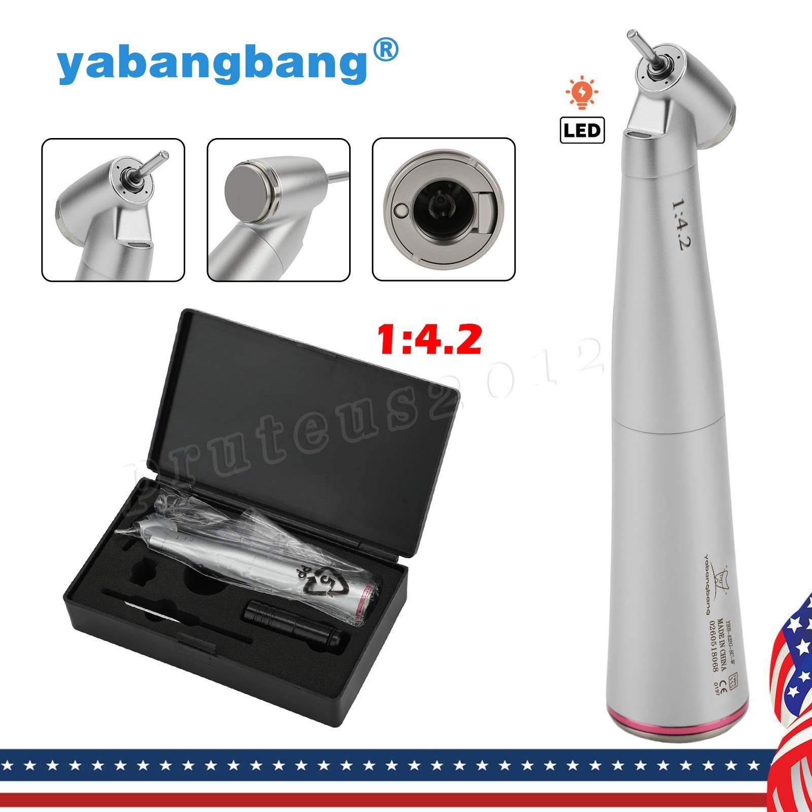 Dental 45 Degree Fiber Optic Surgical Contra Angle 1:4.2 Electric Handpiece USA