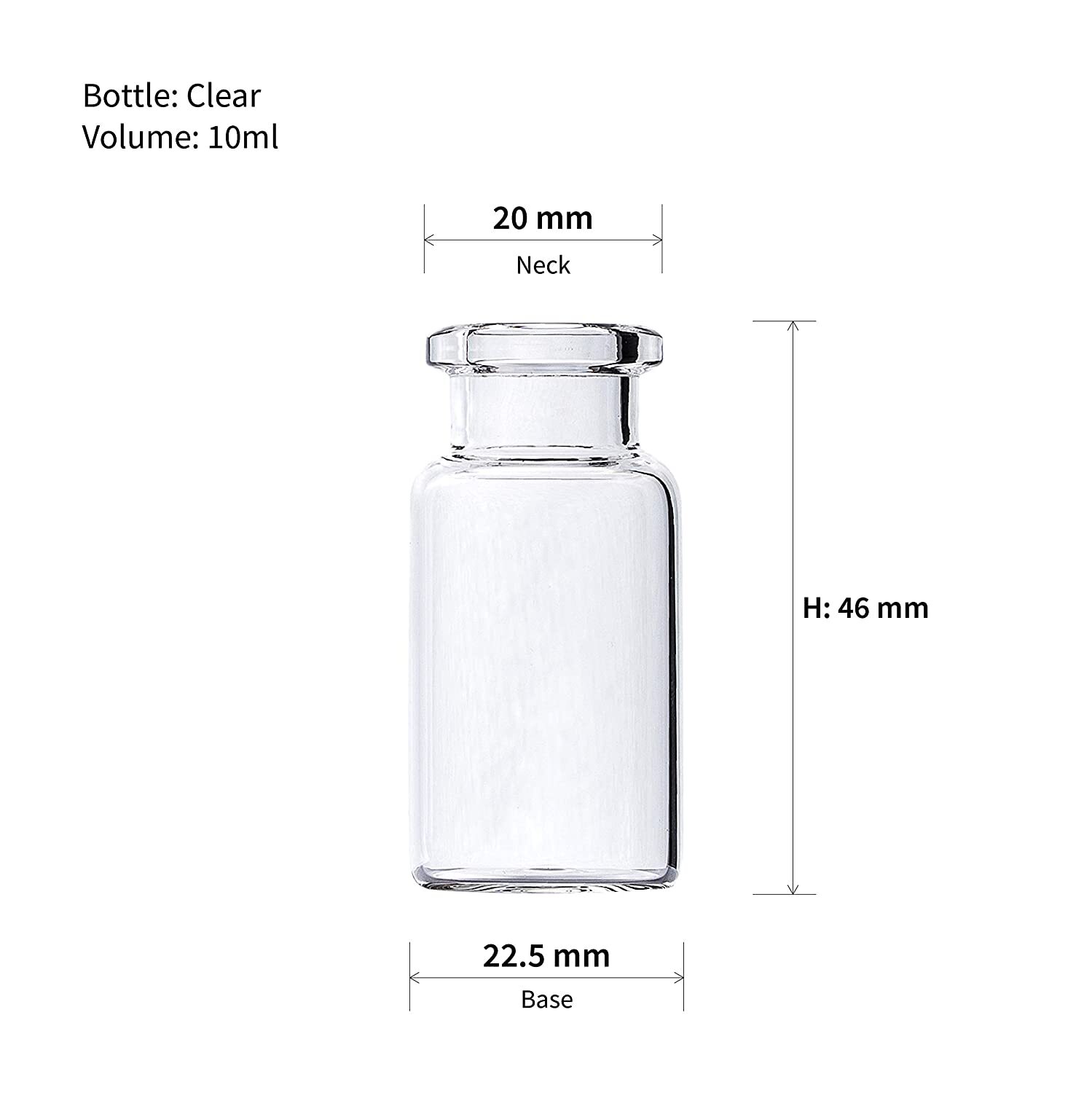 10000PCS 10mL HPLC Headspace Vials Round Bottom Lab CLear Glass 20mm Crimp Top
