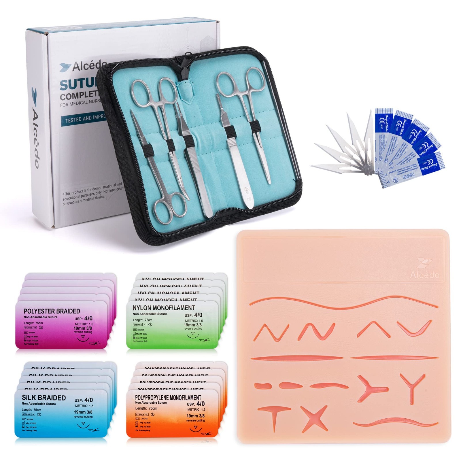 Suture Practice Kit for Medical Students – 32 Piece Set with Extra Large Pad & T