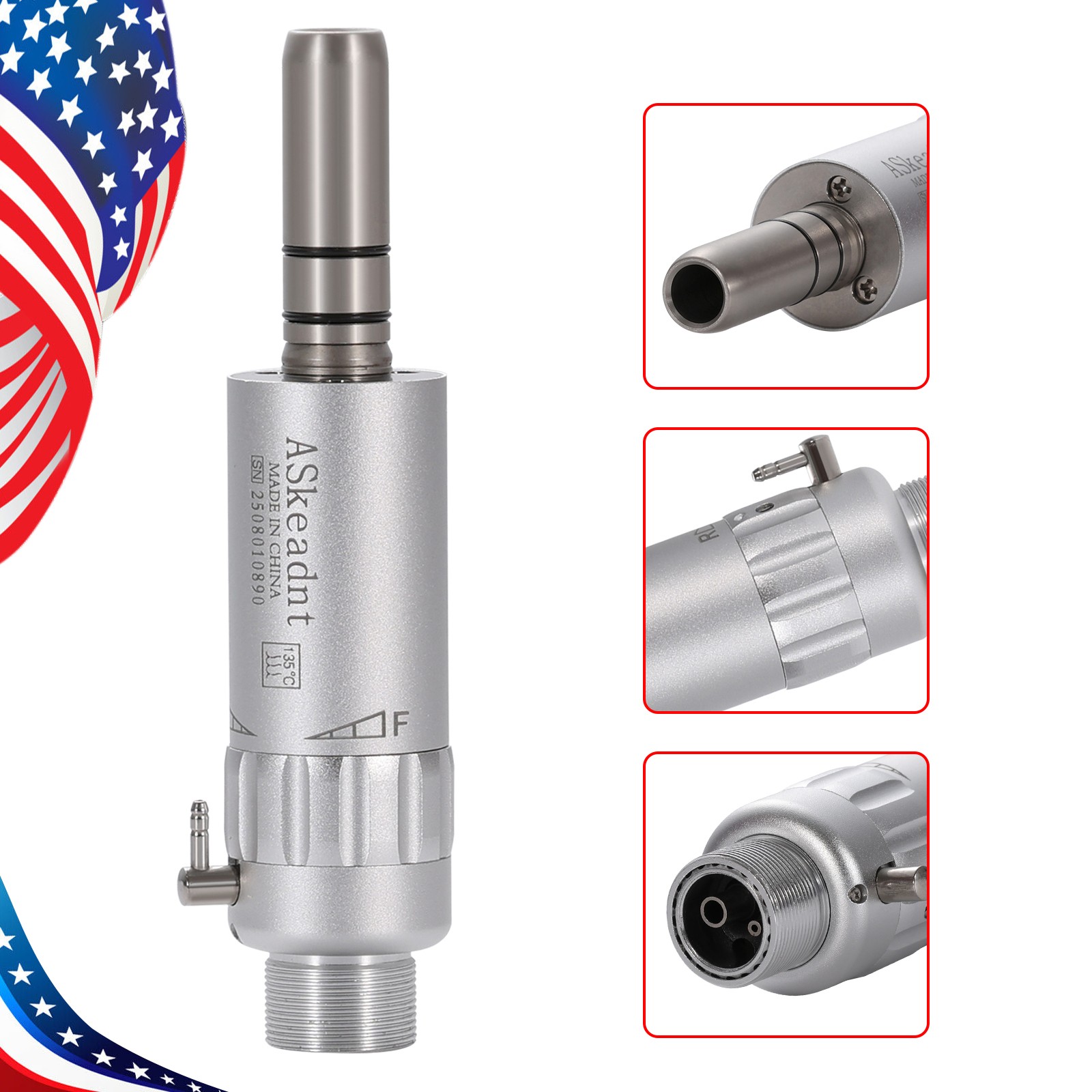 ASkeadnt Dental Low Slow Speed E-type 2 Hole Air Motor Handpiece Connector USA