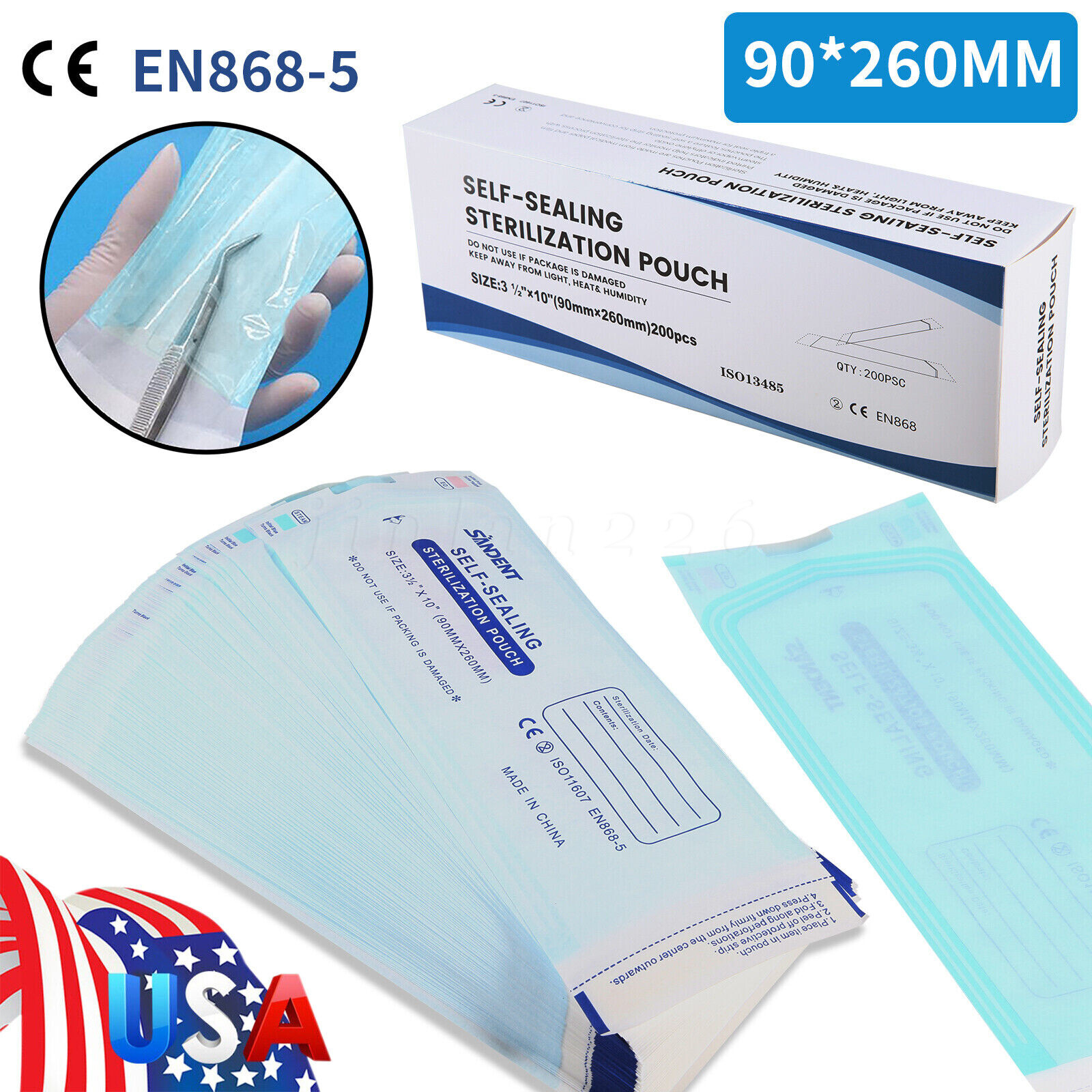Self Sterilization Pouches Pouch Autoclave, Sterilizer Bags Dental Tattoo Nail