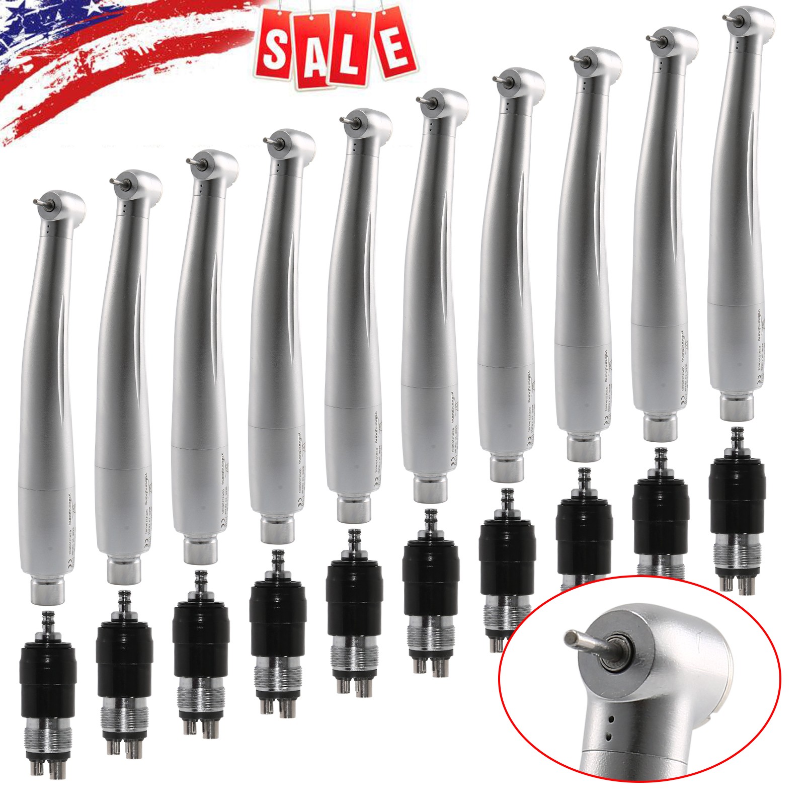 10Pcs NSK Style Dental High Speed Turbine Handpiece w/ 4Hole Quick Coupler YBNKM