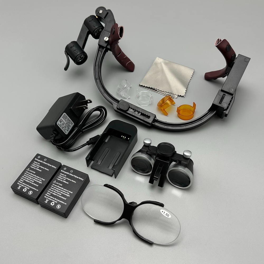 3.5X Dental Medical Binocular Loupes Headband Magnifier LED Head Light US Plug