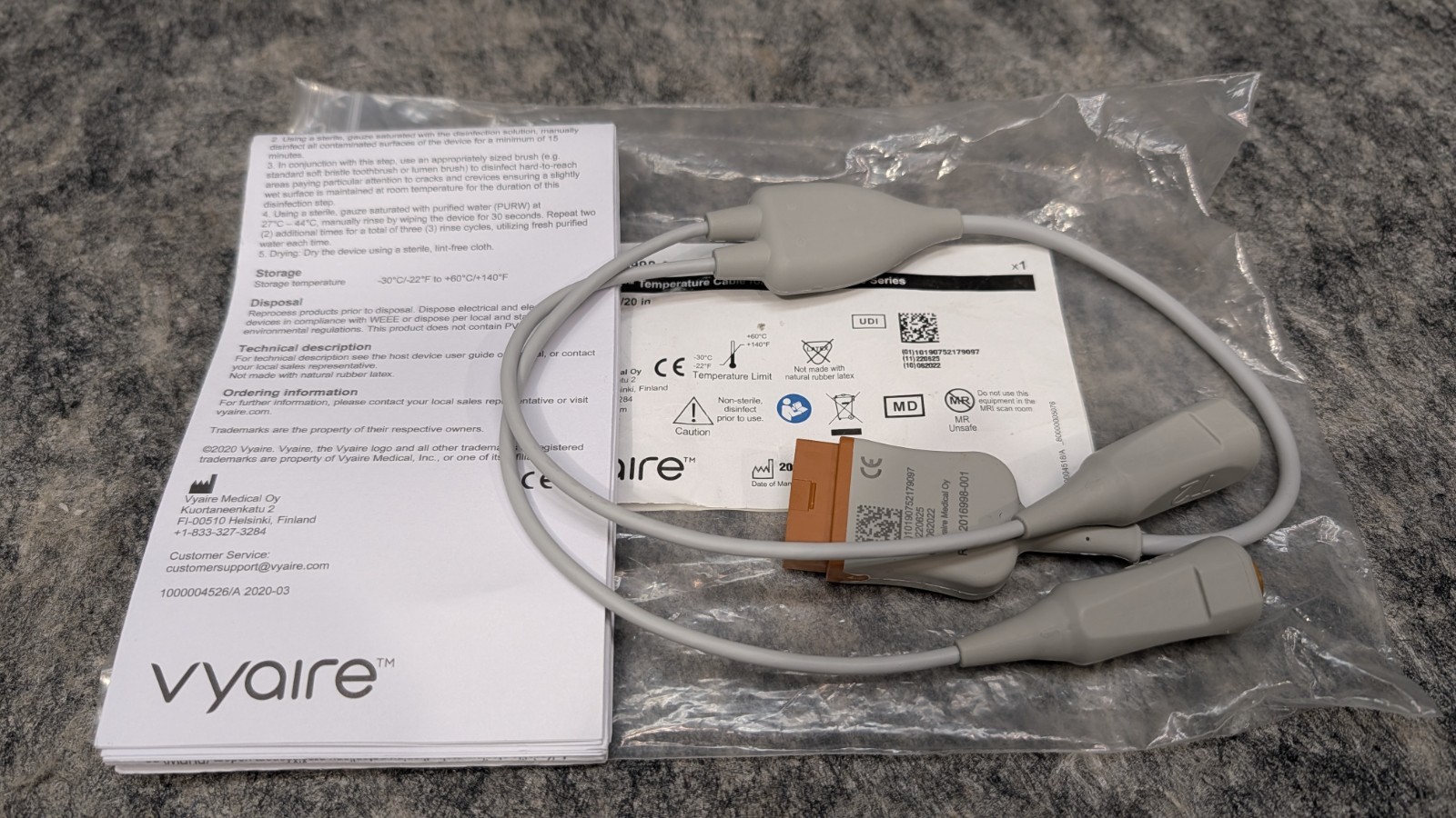 Vyaire Vital Signs Temperature Cable for GE Monitors 400 Series REF 2016998-001