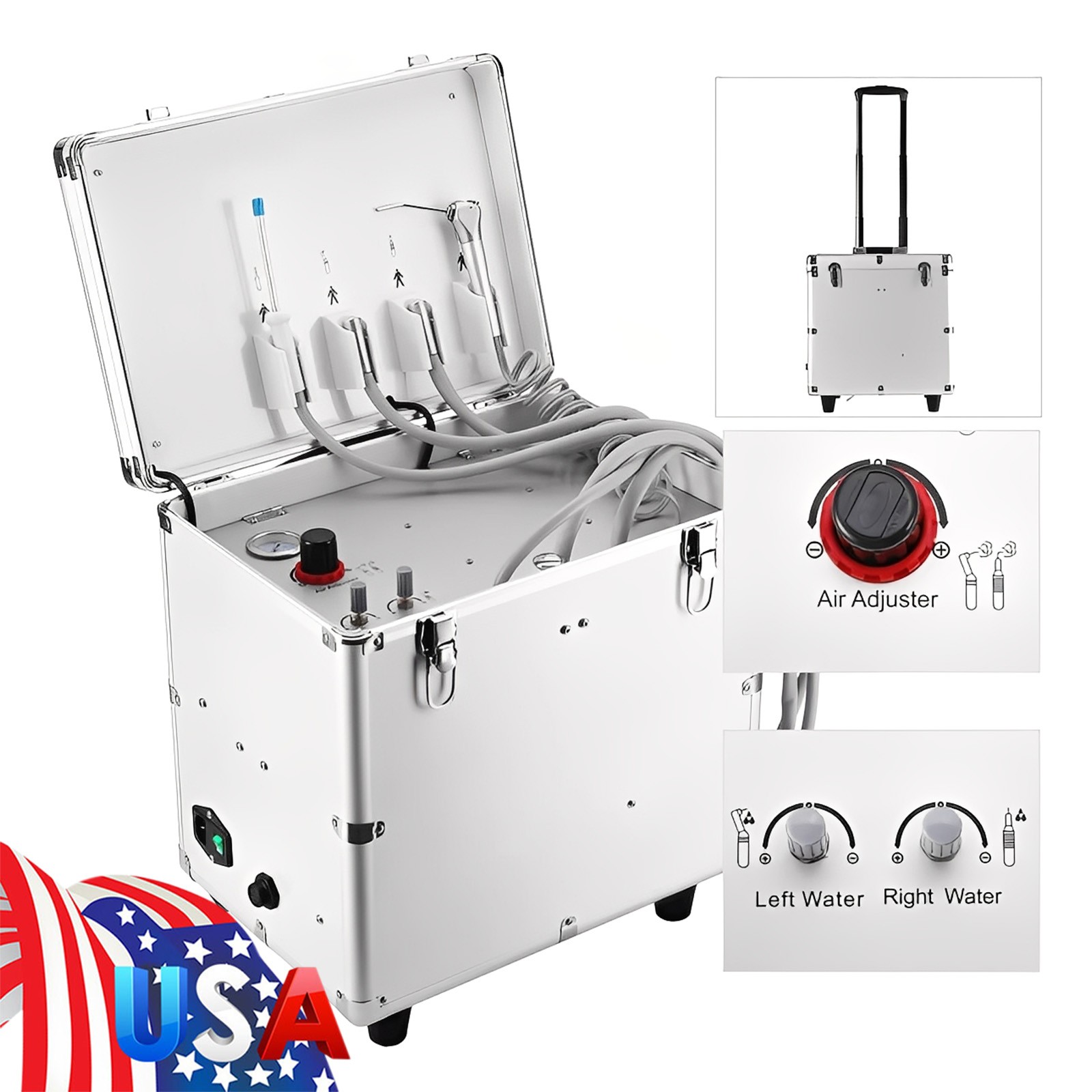 Portable Dental Turbine Unit with Air Compressor Suction Triplex Syringe BD-402B