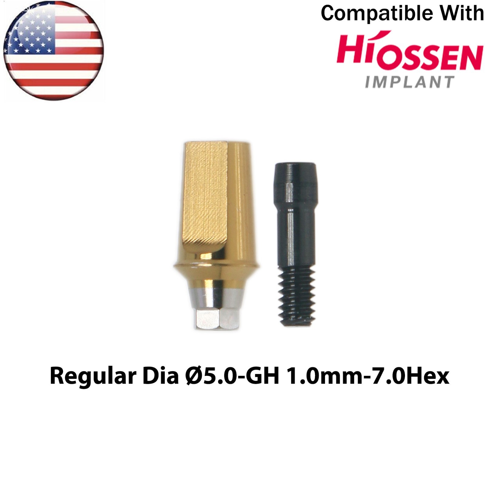 US Titanium Straight Transfer Abutment Hex Compatible Hiossen Oss Mini/Regular