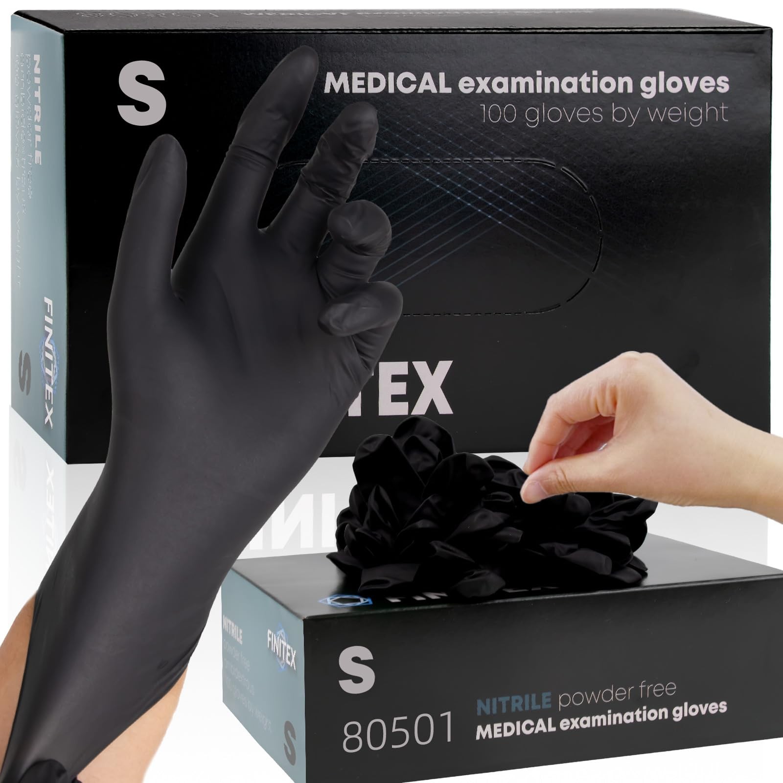 – Black Nitrile Disposable Gloves, 5mil, Powder-free, Medical Exam Latex-Free…