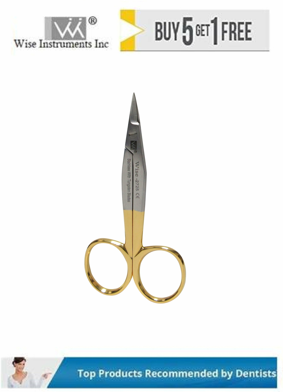 Dental Crown Scissor Pedo, Heavy Curve, 9cm by Wise Instruments