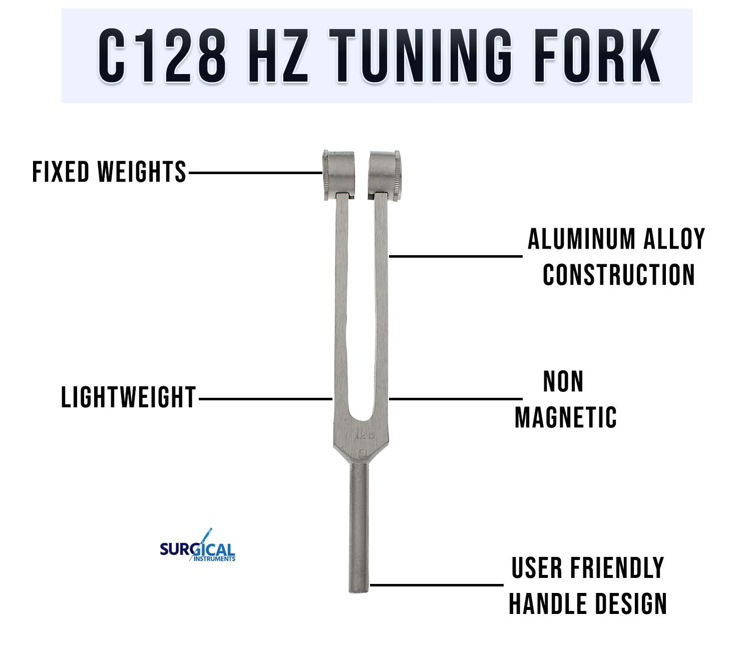 C128 Hz Tuning Fork – Extra Long Handle, Corrosion Resistant & Stress Reducing
