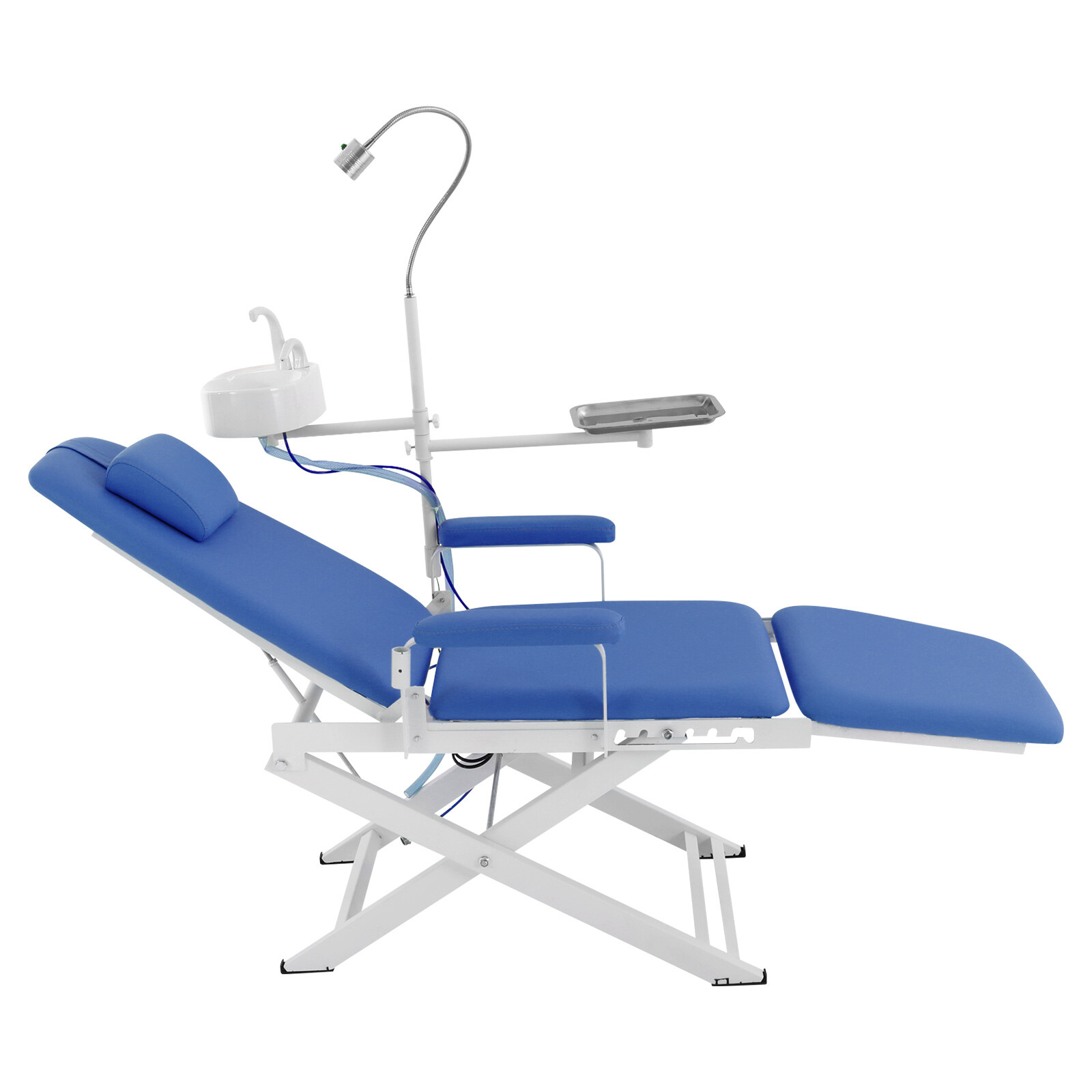 Portable Dental Chair Folding Mobile Chair Tilt Bed with LED Light & Waste Basin