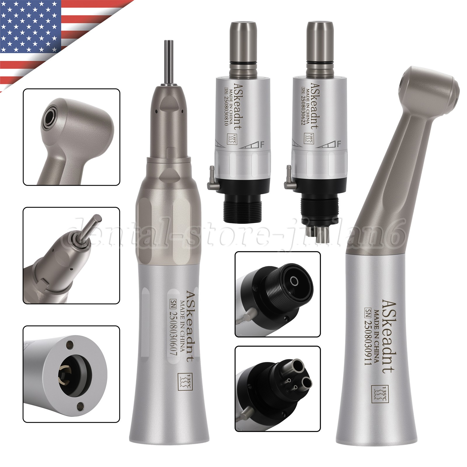 Dental E-generator LED High/Low Speed Handpiece Kit Straight 4Hole/2Hole
