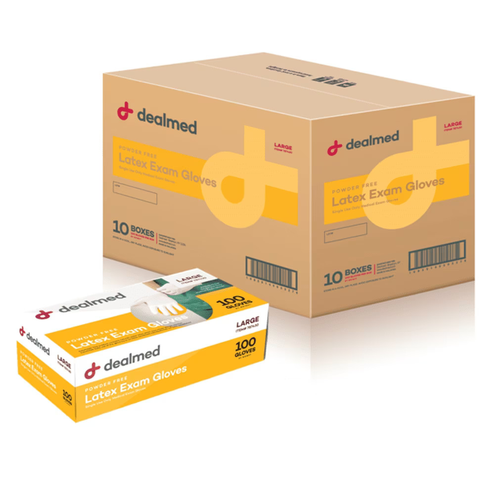 Dealmed Latex Exam Gloves, Non-Sterile, Professional Grade, Small, 100/Box (Pack